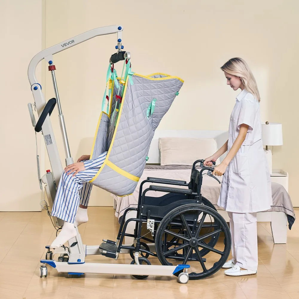 VEVOR Electric Patient Lift, Folding Patient Transfer Lift with U-Shaped Sling, Height & Width Adjustable Medical Transfer Assist with 4 Wheels & Handle Controller for Disabled Bedridden, 400LBS