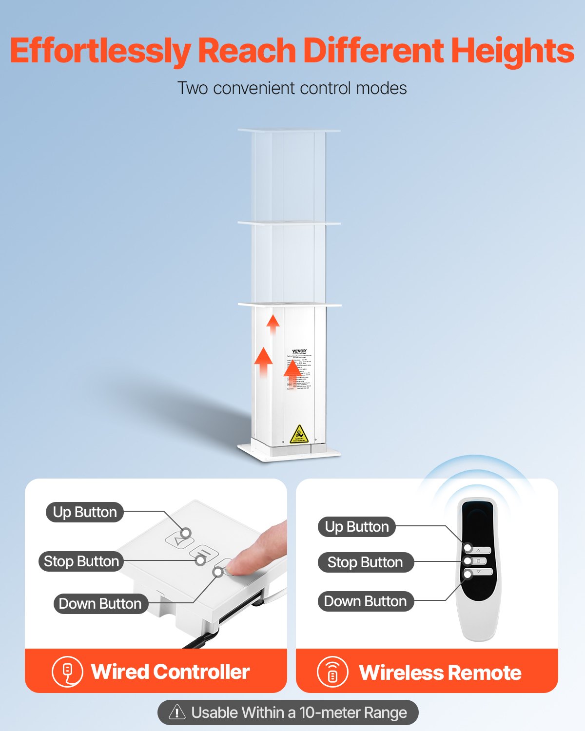 VEVOR 176 lbs Adjustable Electric Lifting Column System 14.2-31.1 in Height Range