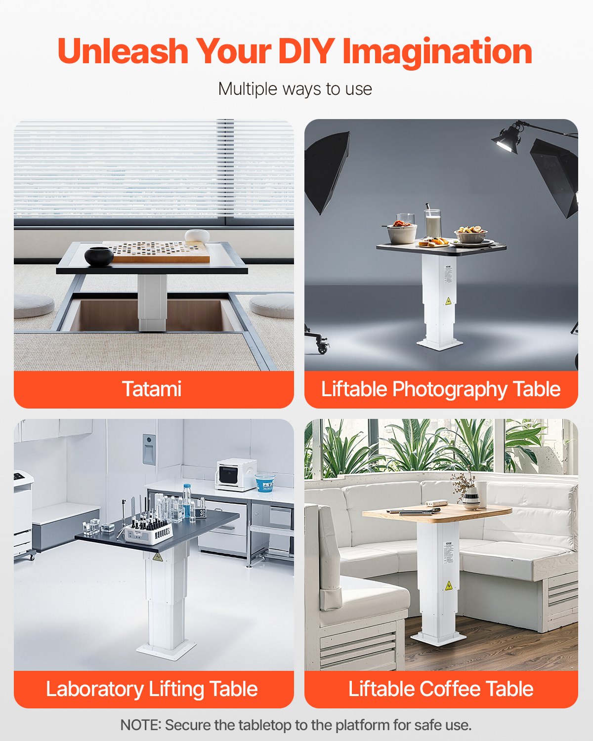 VEVOR 176 lbs Adjustable Electric Lifting Column System 14.2-31.1 in Height Range