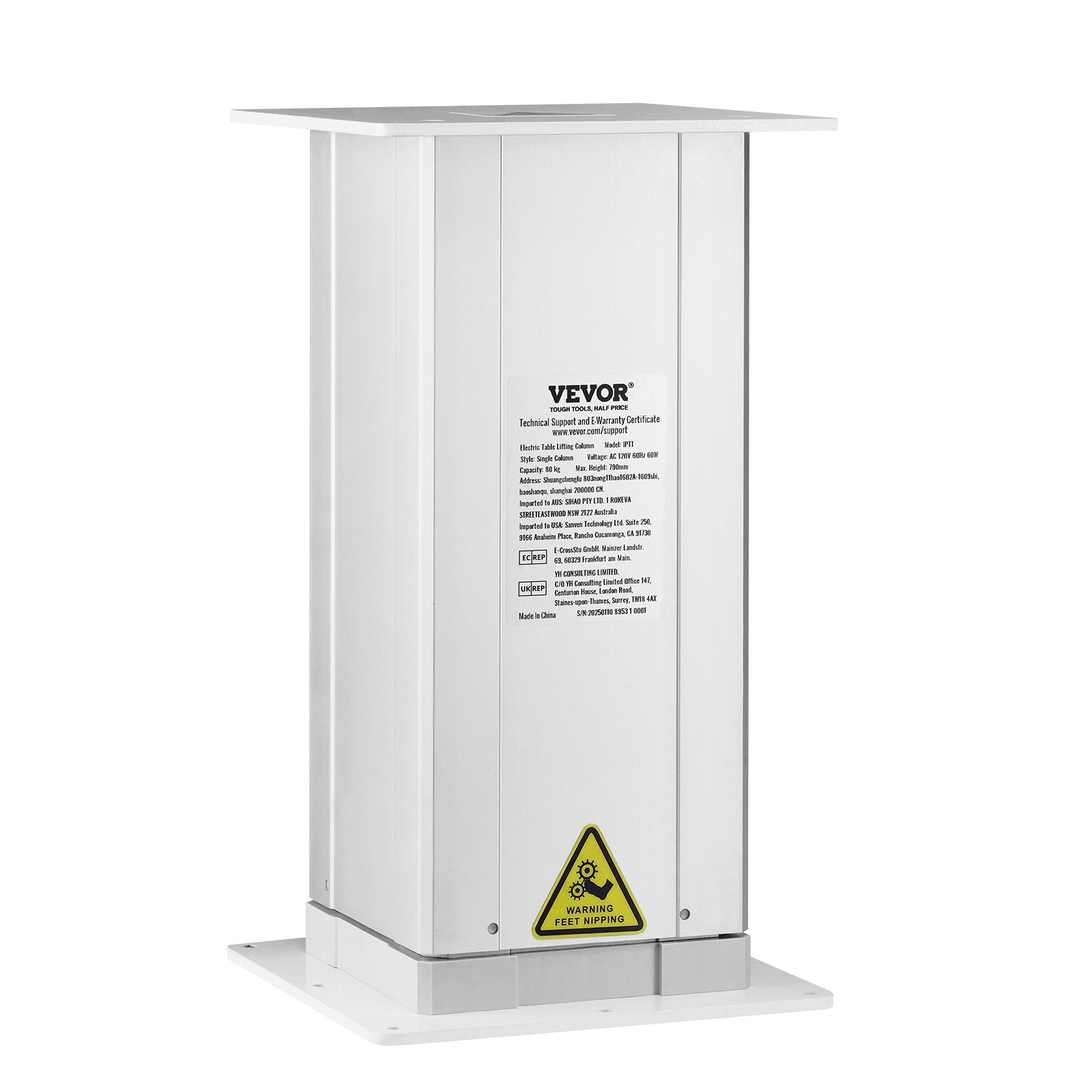 VEVOR 176 lbs Adjustable Electric Lifting Column System 14.2-31.1 in Height Range