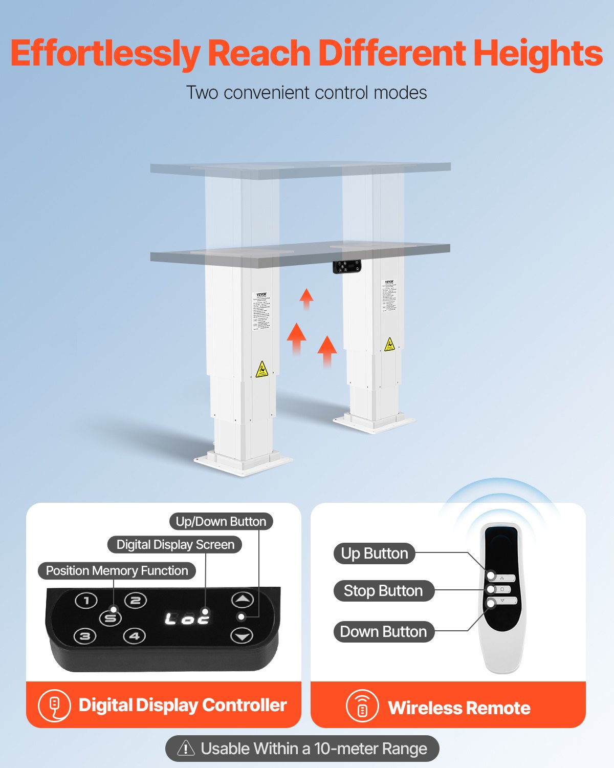 VEVOR 260 lbs Adjustable Electric Lifting Column System 14.2-31.1 in Height Range