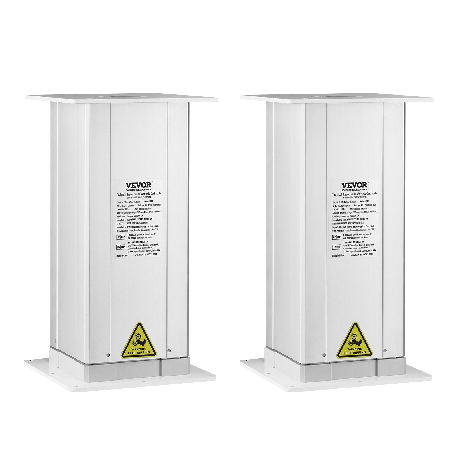 VEVOR 260 lbs Adjustable Electric Lifting Column System 14.2-31.1 in Height Range