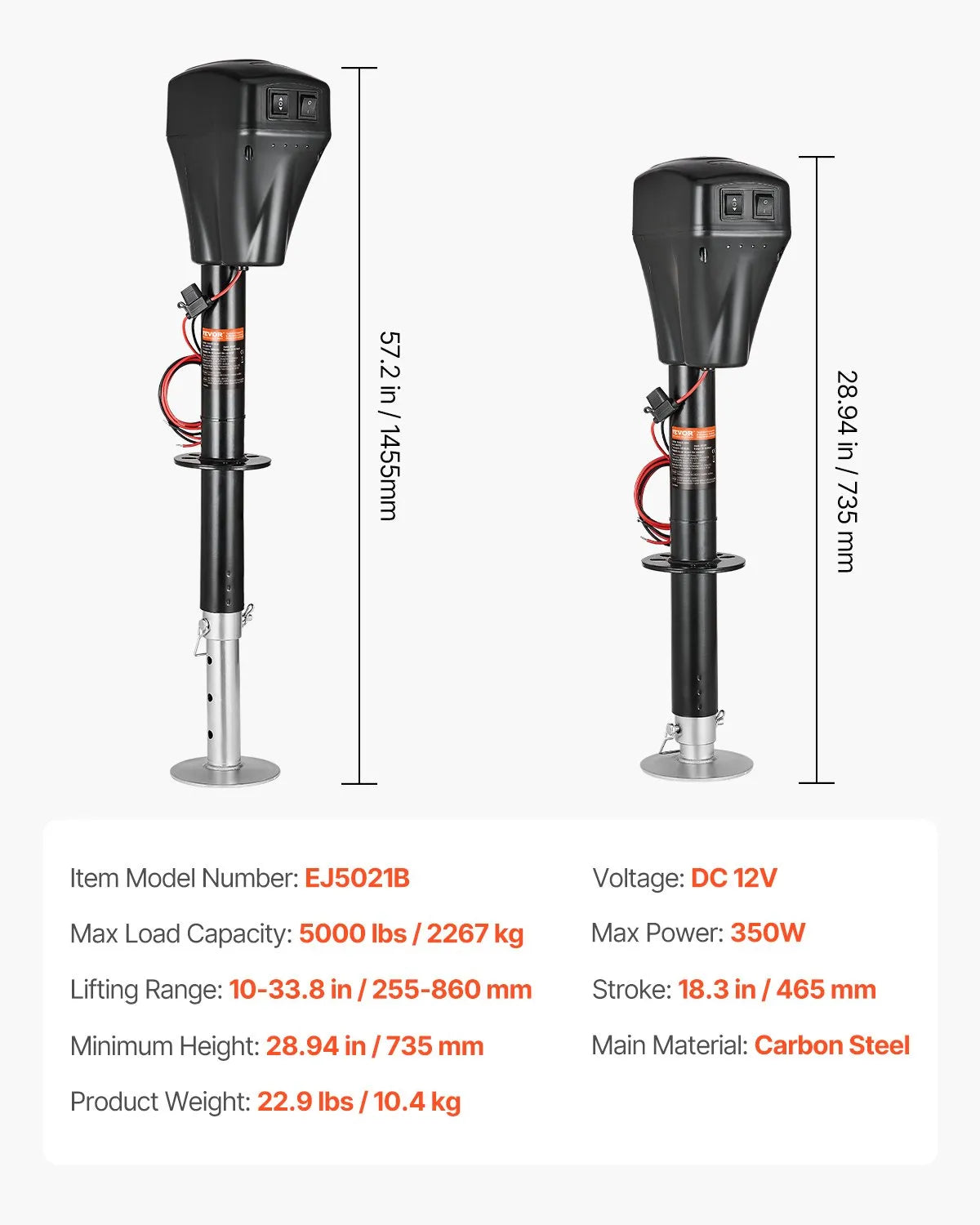 VEVOR Electric Trailer Jack 5000 lbs Power Tongue Jack for RV Trailer & Camper