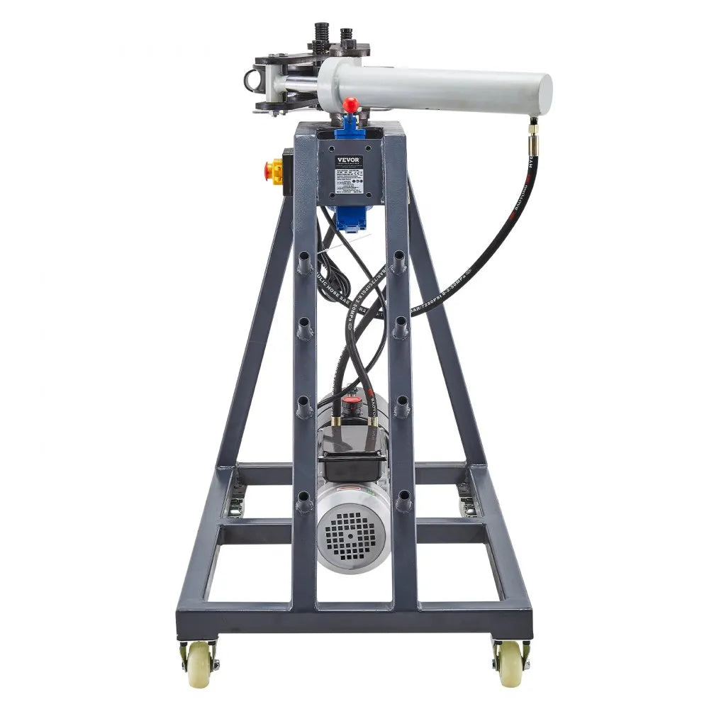 VEVOR Electric Tube Bending Machine, 750W Electric Tubing Bender with 6L Hydraulic Cylinder, Movable Pipe Bender Machine with Casters, 3 Dies & 180° Max Bending Angle, Suitable for 3/4 to 2 inch Pipes