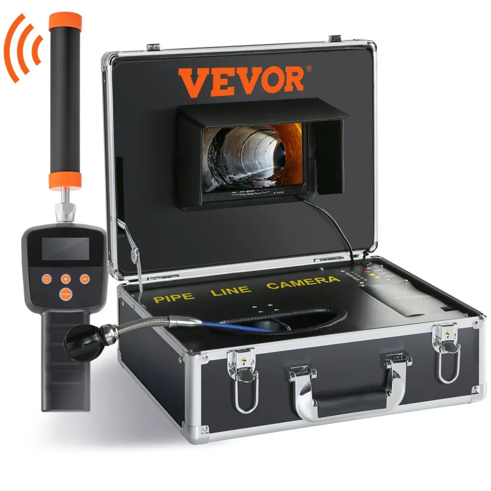 VEVOR Sewer Camera with 512Hz Locator, 131 ft/40 m, 7" Pipeline Inspection Camera with DVR Function, IP68 Camera with 12 Adjustable LEDs, A 16 GB SD Card for Sewer Line, Home, Duct Drain Pipe Plumbing