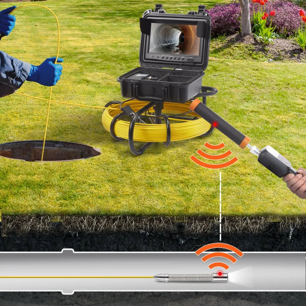 VEVOR Sewer Camera with 512Hz Locator, 9" Pipeline Inspection Camera w/DVR Function, Waterproof IP68 Camera w/12 Adjustable LEDs, A 16G SD Card, Applied in Sewer Line, Home, Duct Drain Pipe Plumbing