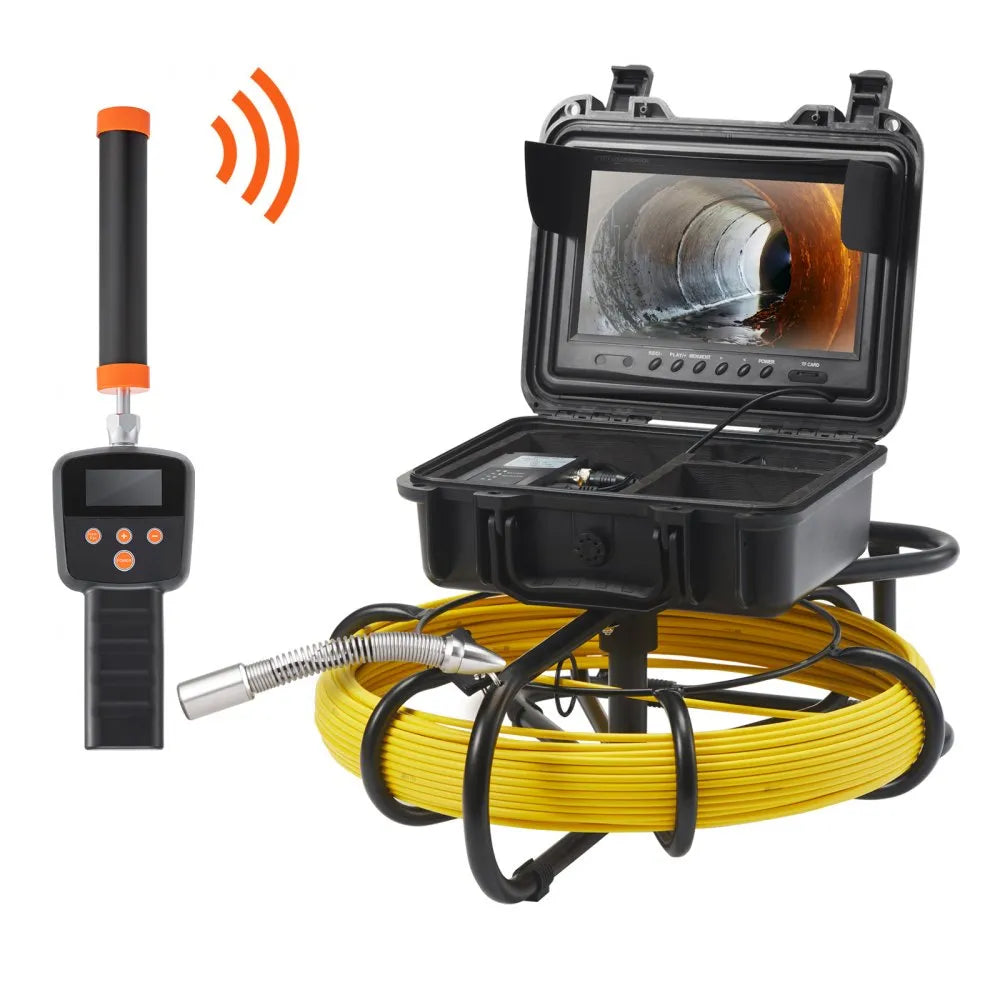 VEVOR Sewer Camera with 512Hz Locator, 9" Pipeline Inspection Camera w/DVR Function, Waterproof IP68 Camera w/12 Adjustable LEDs, A 16G SD Card, Applied in Sewer Line, Home, Duct Drain Pipe Plumbing
