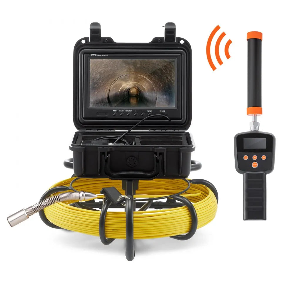 VEVOR Sewer Camera with 512Hz Locator, 9" Pipeline Inspection Camera w/DVR Function, Waterproof IP68 Camera w/12 Adjustable LEDs, A 16G SD Card, Applied in Sewer Line, Home, Duct Drain Pipe Plumbing