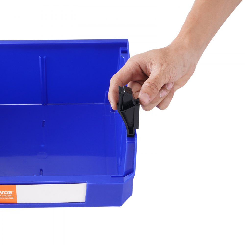 VEVOR Plastic Storage Bin, (11-Inch x 11-Inch x 5-Inch), Hanging Stackable Storage Organizer Bin, Blue/Red, 6-Pack, Heavy Duty Stacking Containers for Closet, Kitchen, Office, or Pantry Organization