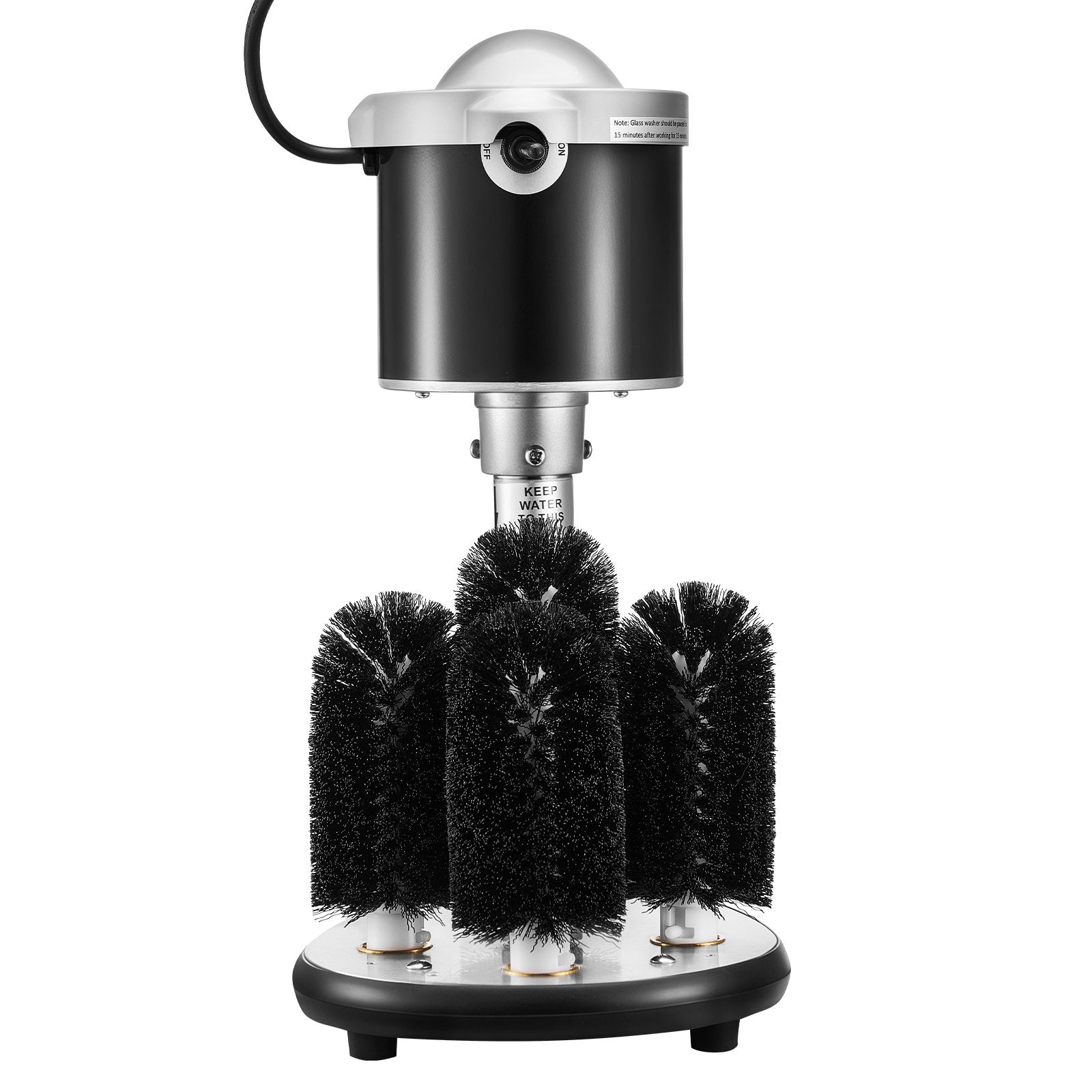 VEVOR Electric Glass Washer 5-Brush Bar Glass Cleaner 600 Cups/H for Wine Glass