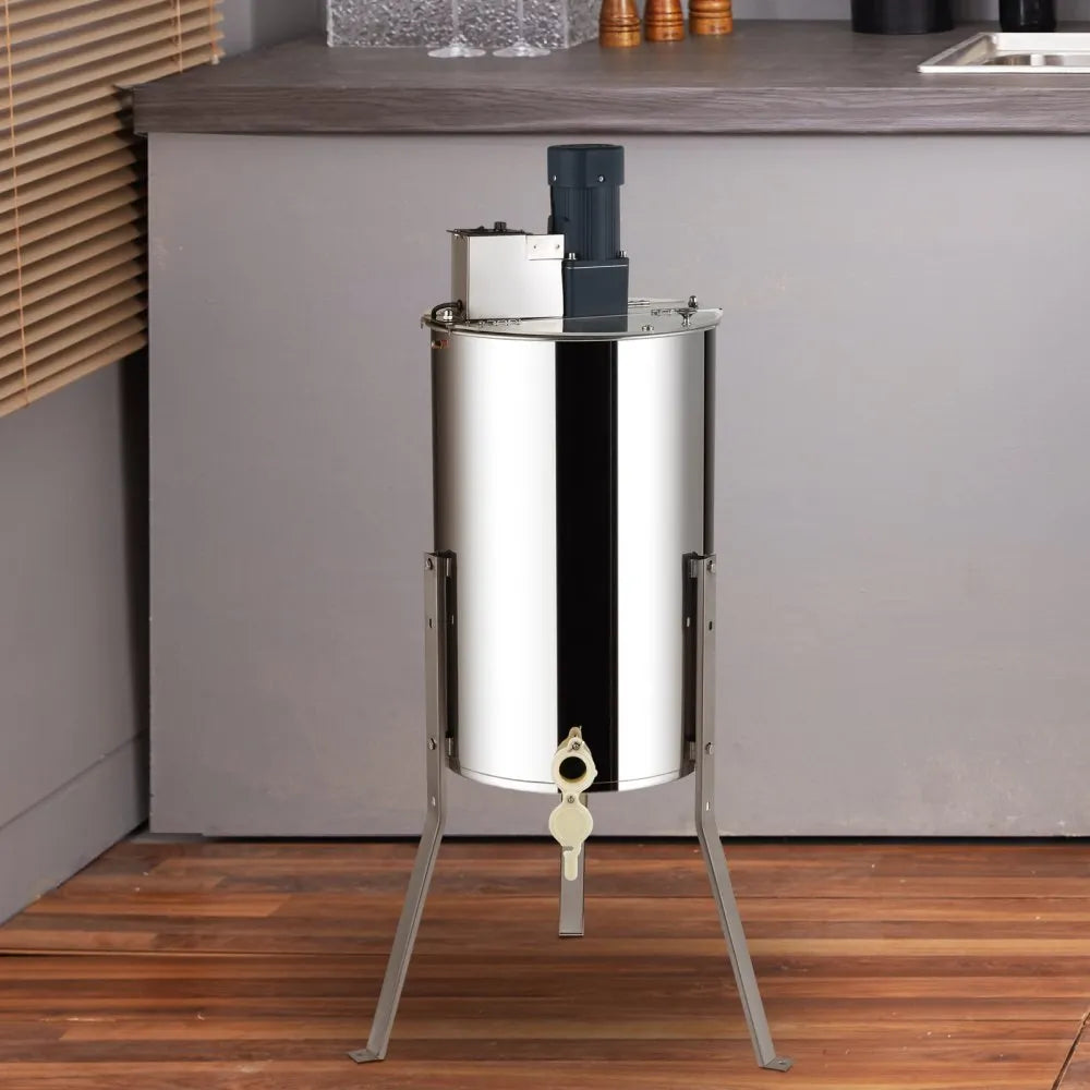 VEVOR Electric Honey Extractor, 2/4 Frames Honey Spinner Extractor, Stainless Steel Beekeeping Extraction, Honeycomb Drum Spinner with Lid, Apiary Centrifuge Equipment with Height Adjustable Stand