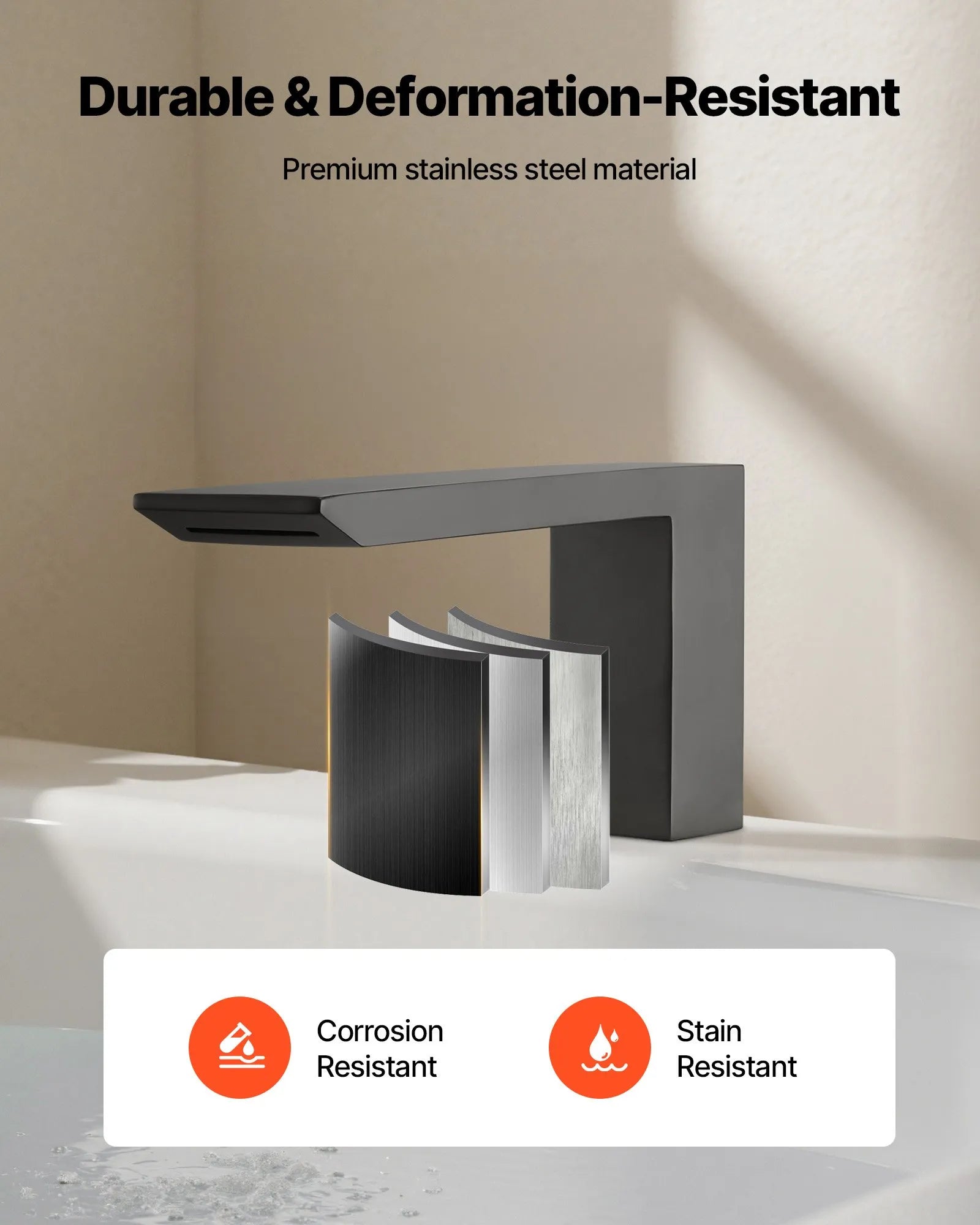 VEVOR Roman Tub Faucet, 3-Hole Bathtub Faucet with Handheld Shower, Matte Black, Stainless Stee