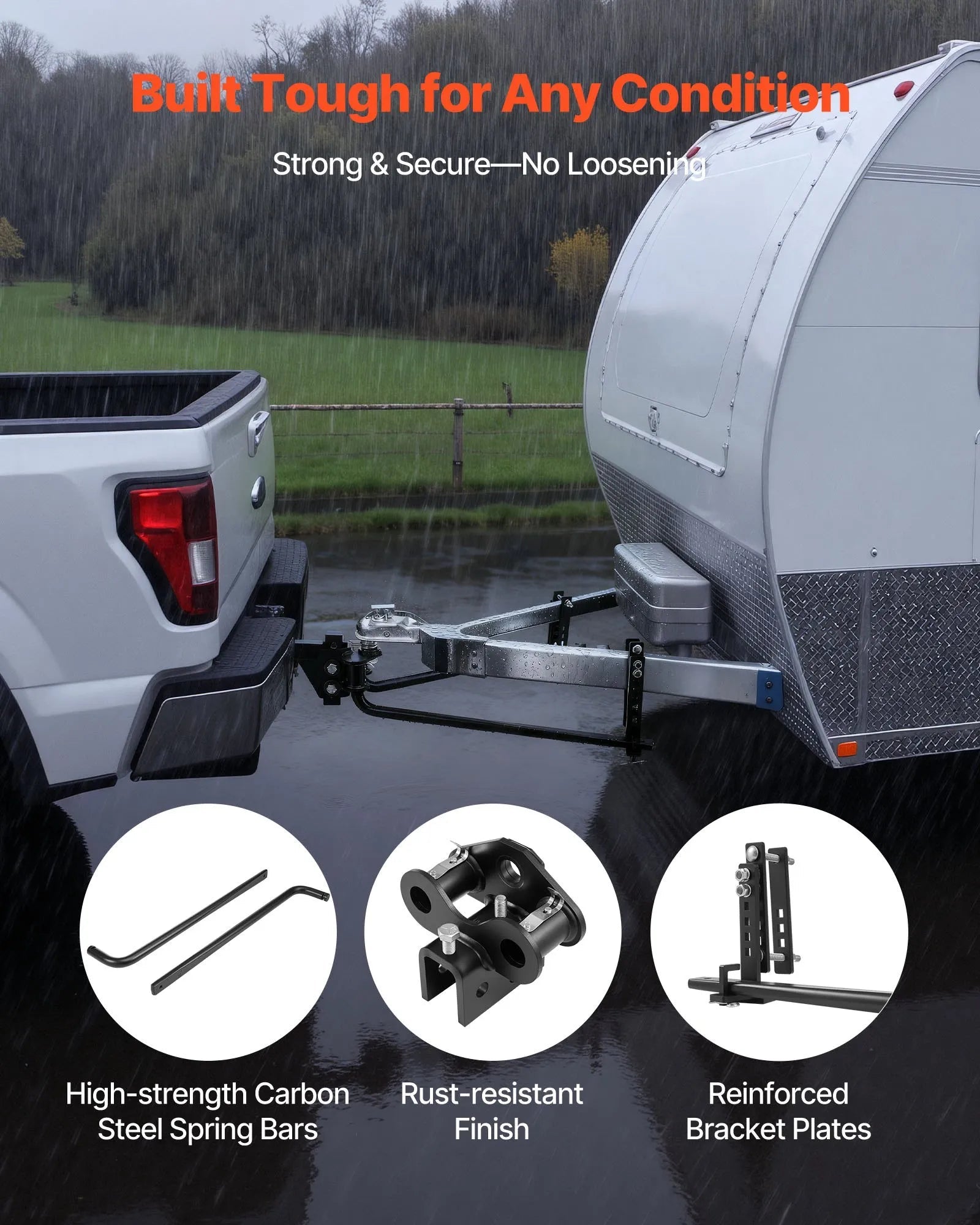 VEVOR Weight Distribution Hitch, 12000 lbs Max Towing & 1200 lbs Max Tongue, Weight Distributing Hitches Kit with Sway Control Includes 2 in Shank & 2-5/16 in Ball, Load Leveling Hitch for Trailers