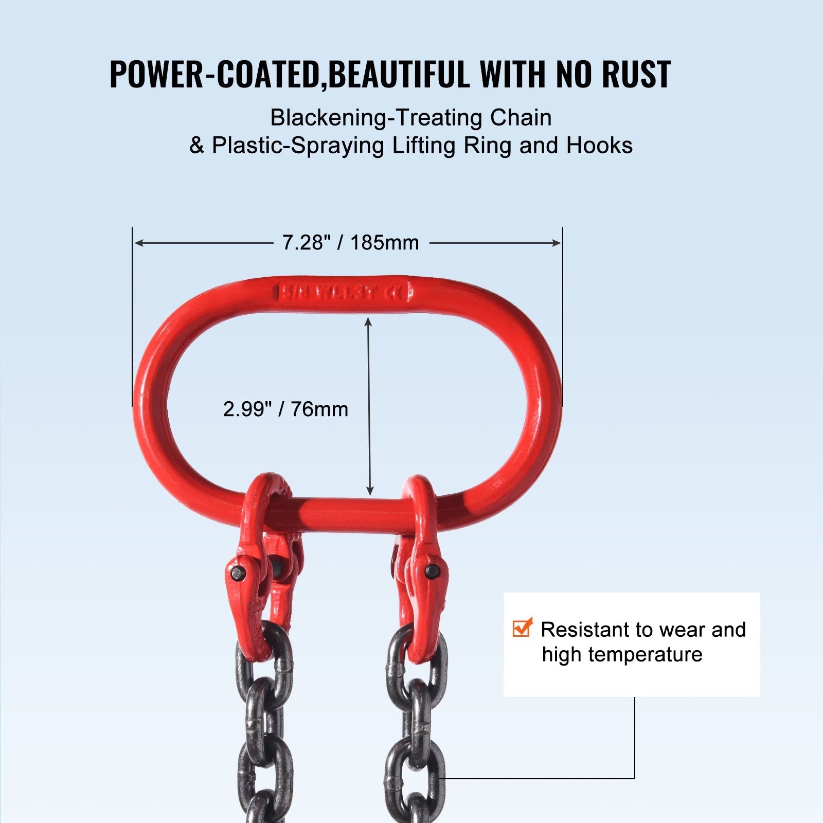 VEVOR 5/16" x 5' Chain Sling 2 Legs G80 Lifting Chain with Grab Hooks 6600 lbs