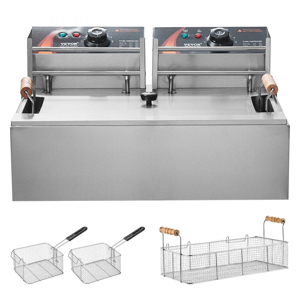 VEVOR Commercial Electric Deep Fryer Countertop Deep Fryer 3000W 18Qt / 17L