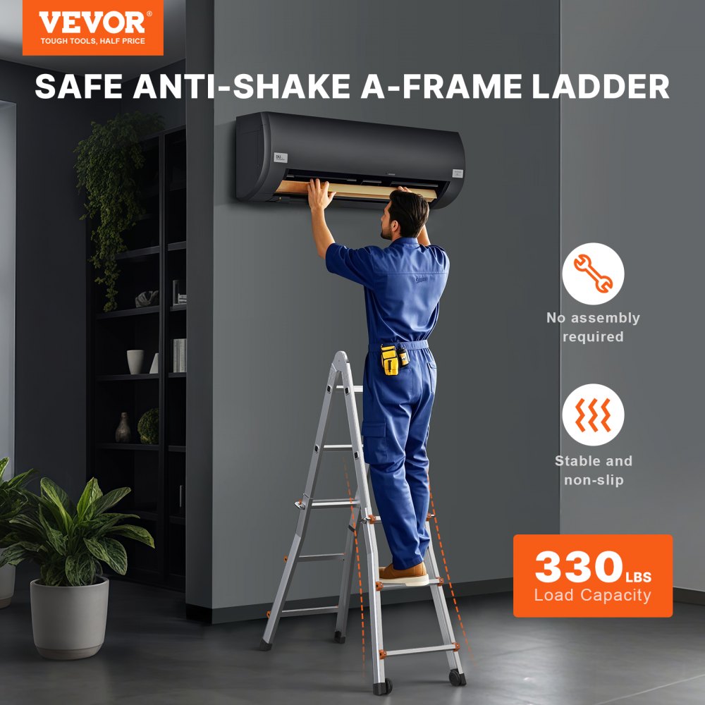 VEVOR Telescoping Ladder A Frame 9.5 FT Extension Multi-Function for Homework