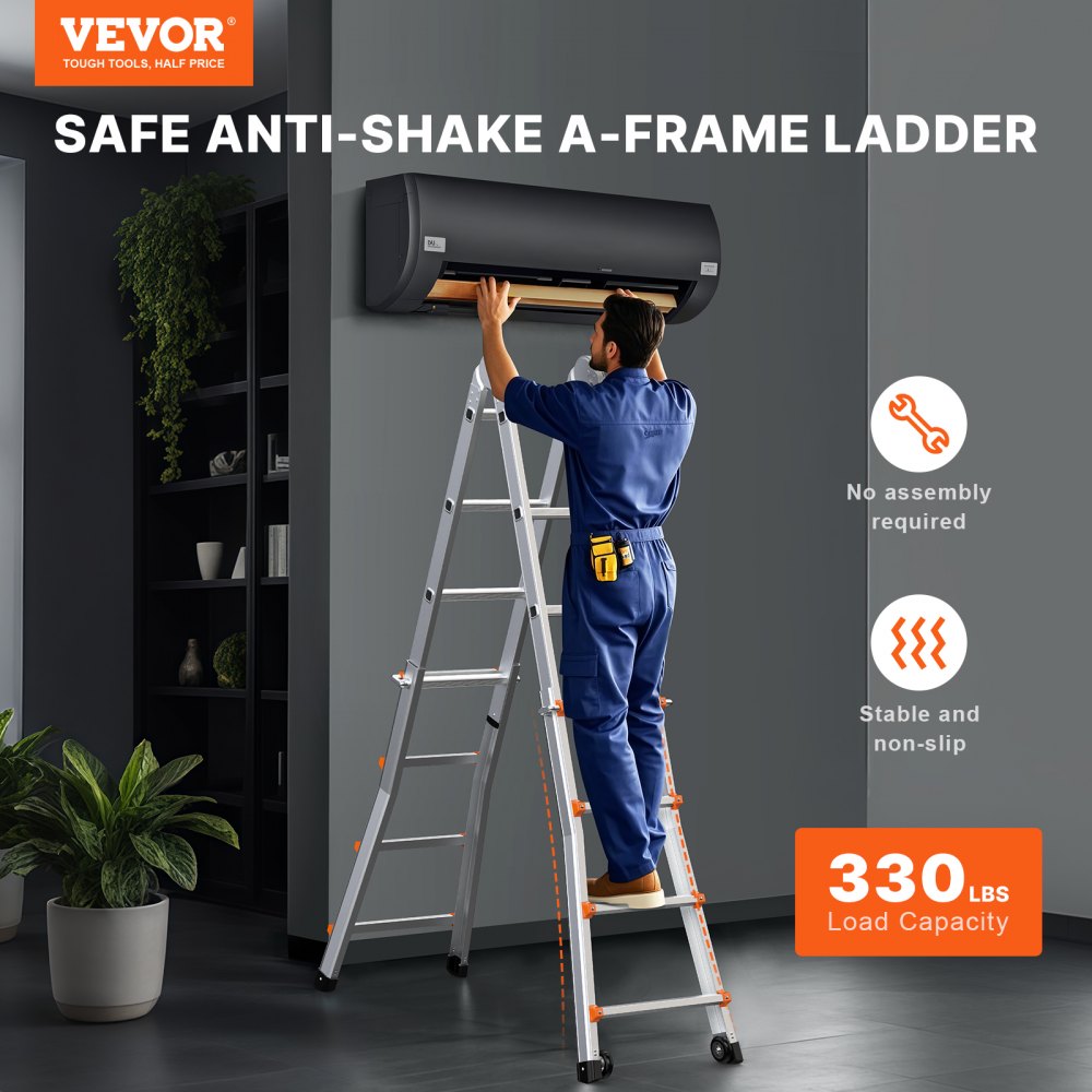 VEVOR Telescoping Ladder A Frame 19 FT Extension Multi-Function for Homework