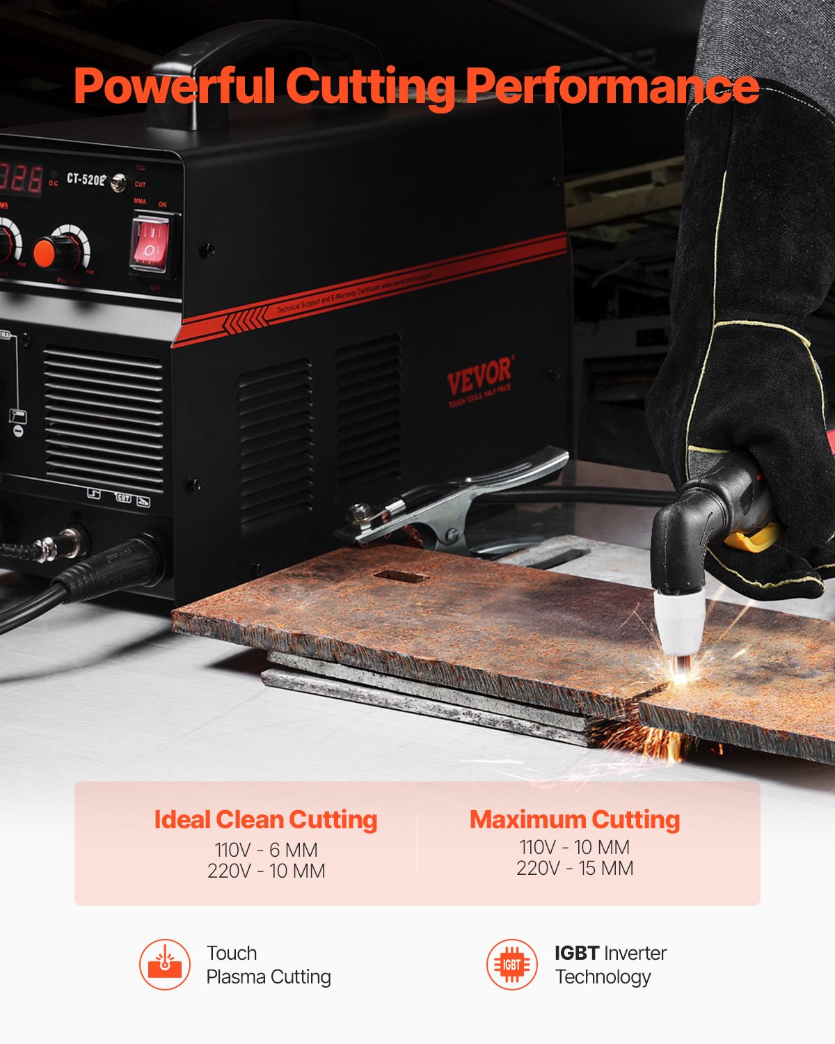 VEVOR 3 in 1 Plasma Cutter Welder Machine CT-520E TIG/MMA Plasma Cutter Combo