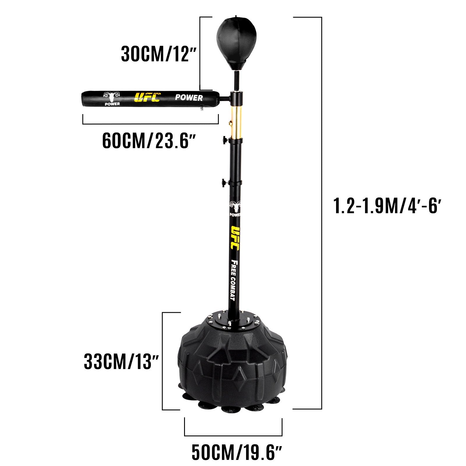 VEVOR Boxing Speed Trainer, Punching Bag Spinning Bar, Training Boxing Ball with Reflex Bar & Gloves, Solid Speed Punching Bag Free Standing, Adjustable Height, for Man, with A Ball