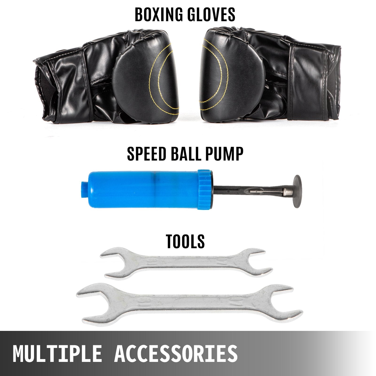 VEVOR Boxing Speed Trainer, Punching Bag Spinning Bar, Training Boxing Ball with Reflex Bar & Gloves, Solid Speed Punching Bag Free Standing, Adjustable Height, for Adult&Kid, Red with Two Ball