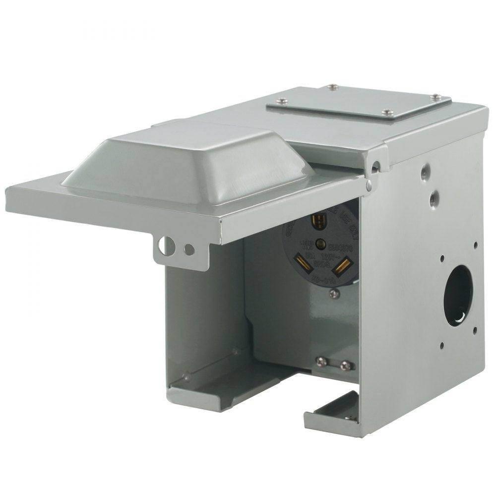 VEVOR 30 Amp RV Power Outlet Box, 125/250 Volt, Enclosed Lockable Outdoor RV Receptacle Box, NEMA TT-30R Weatherproof Electrical Panel, for RV Camper Trailer Motorhome Tested to UL Standards
