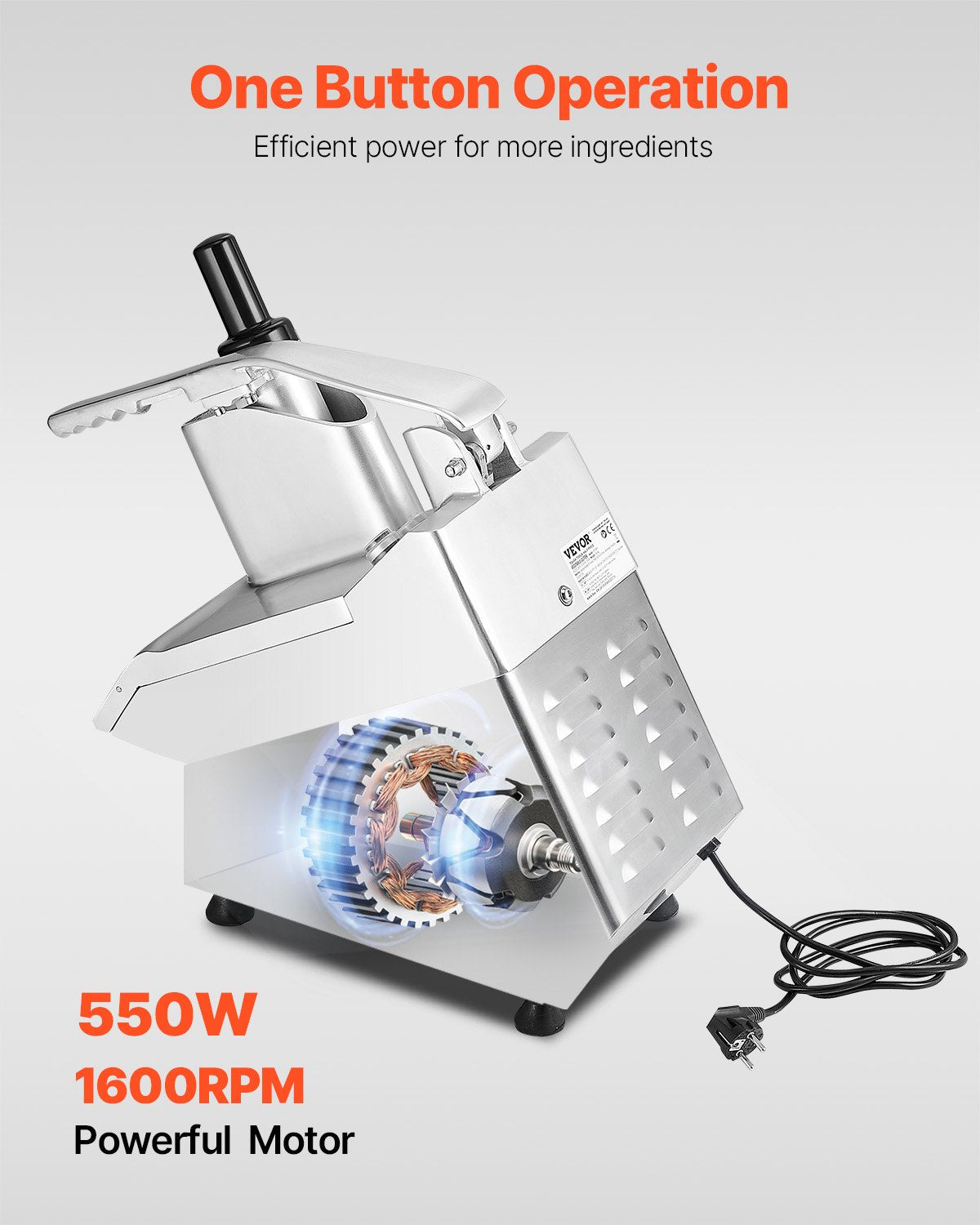 VEVOR Food Processor & Vegetable Chopper w/ 6 Blades Food-Grade Stainless Steel