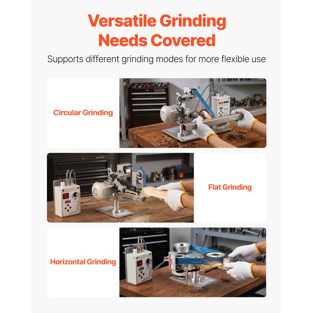 550W Variable Speed Belt Grinder Sander with VFD, 30" x 1" Belt Polisher for Knife Making, Metalworking & Sharpening