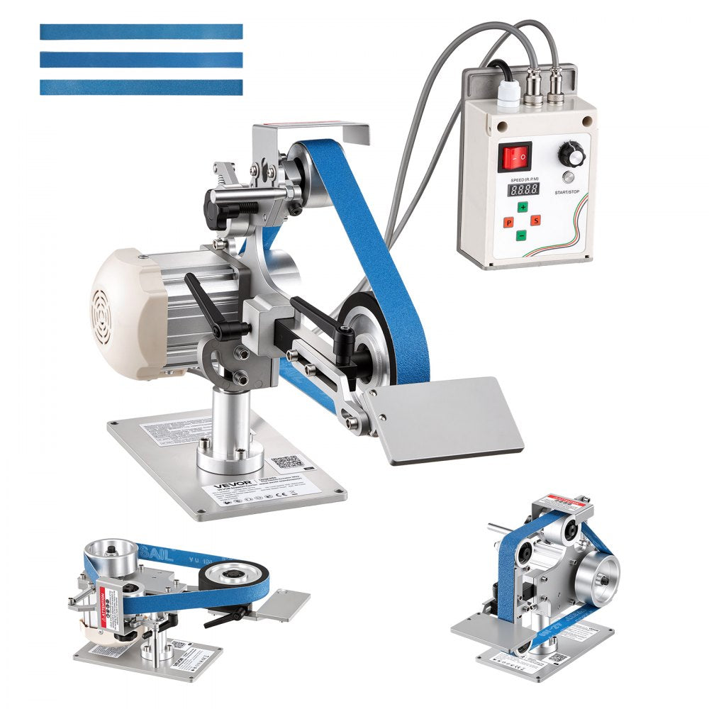 550W Variable Speed Belt Grinder Sander with VFD, 30" x 1" Belt Polisher for Knife Making, Metalworking & Sharpening