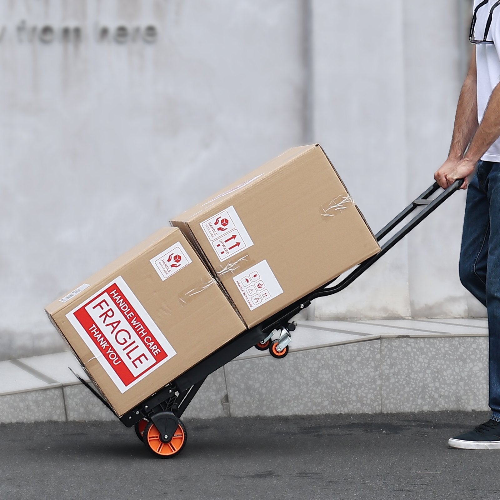 VEVOR Aluminum Hand Truck, 2 in 1, 300 lbs Load Capacity, Heavy Duty Industrial Convertible Folding Hand Truck and Dolly, Utility Cart Converts from Hand Truck to Platform Cart with Rubber Wheels