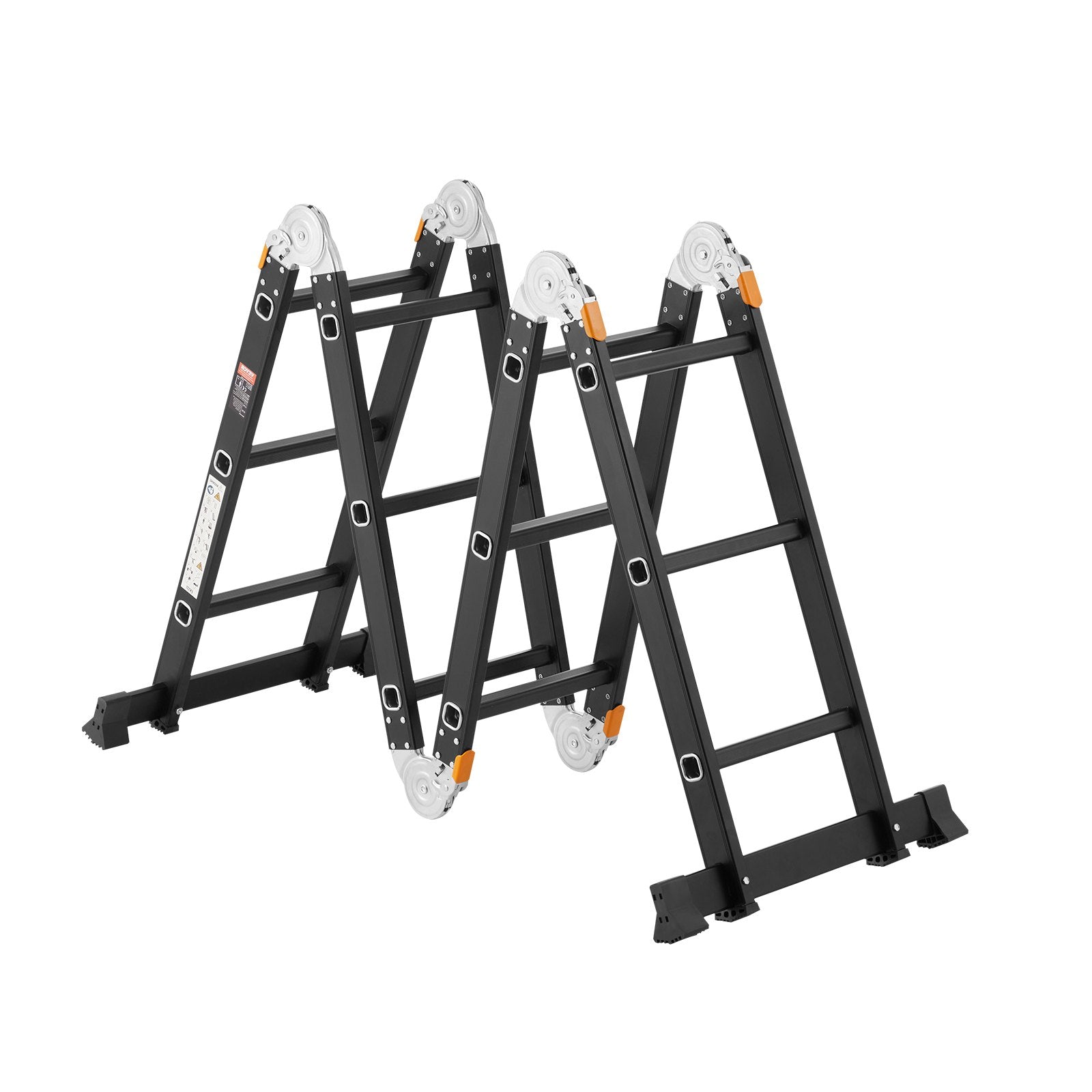 VEVOR Multi-Purpose Folding Ladder 7-in-1 3 Step 12ft with Scaffolding Plank