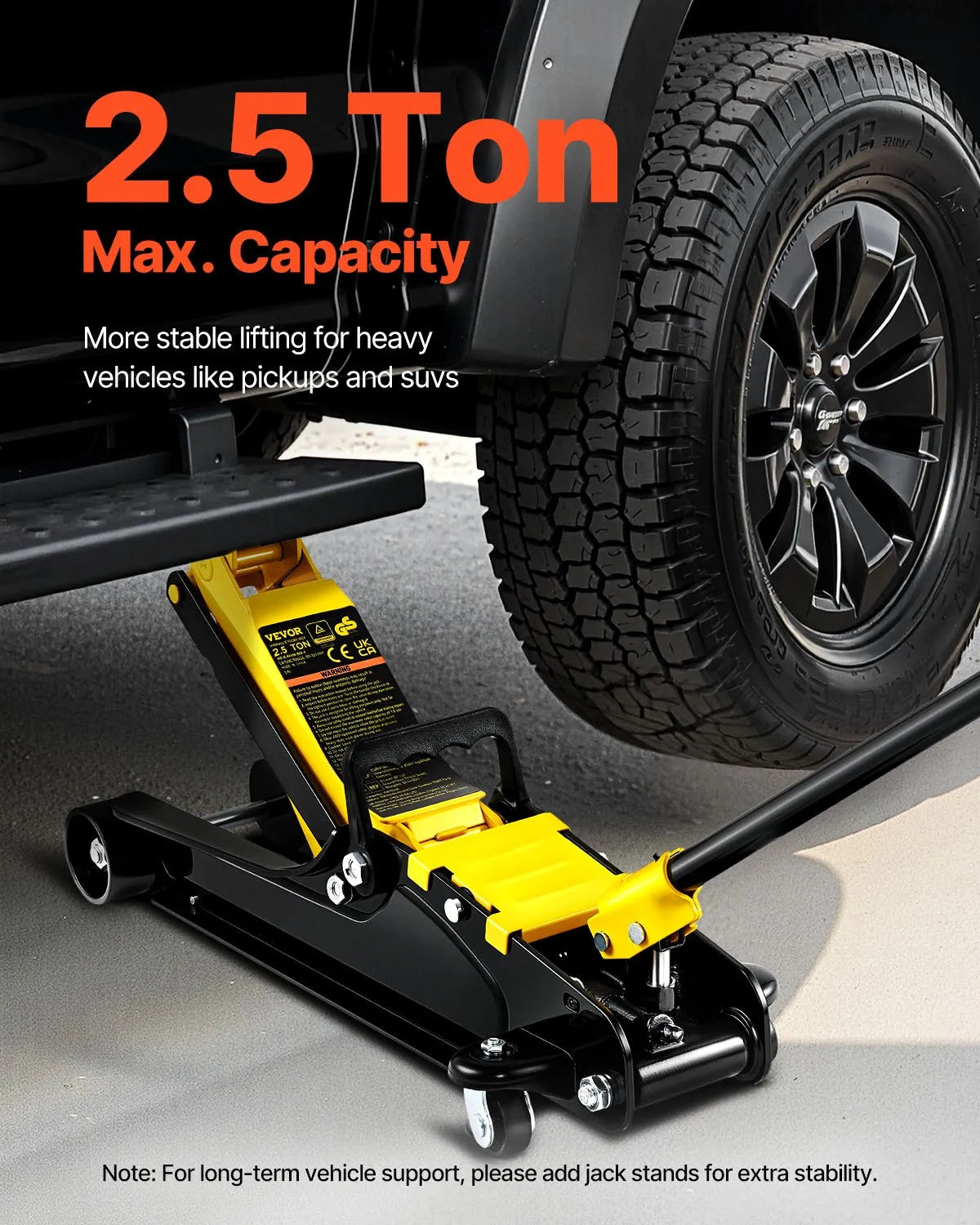 VEVOR Floor Jack, 2.5 Ton Low Profile Floor Jack, Heavy-duty Steel Racing Floor Jack With Single Piston Lift Pump, Floor Jack Lifting Range 3.35"-14.96"