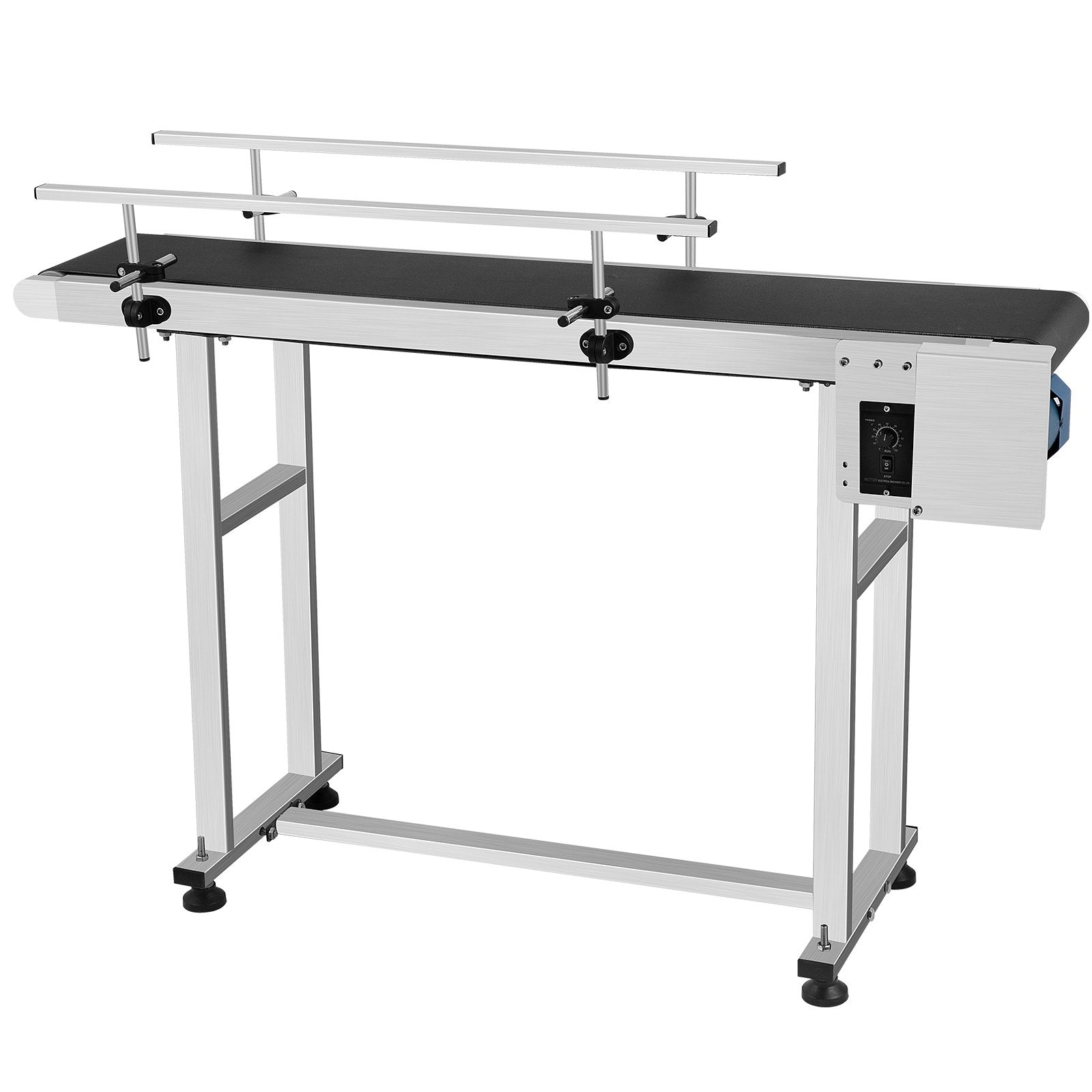 VEVOR PVC Belt Conveyor 59Inch Length, Electric PVC Conveyor 7.8 Width, 110V Adjustable Automatic Speed, Conveyor Machine with Double Guardrail, In Stainless Steel, Industrial Transport Equipment
