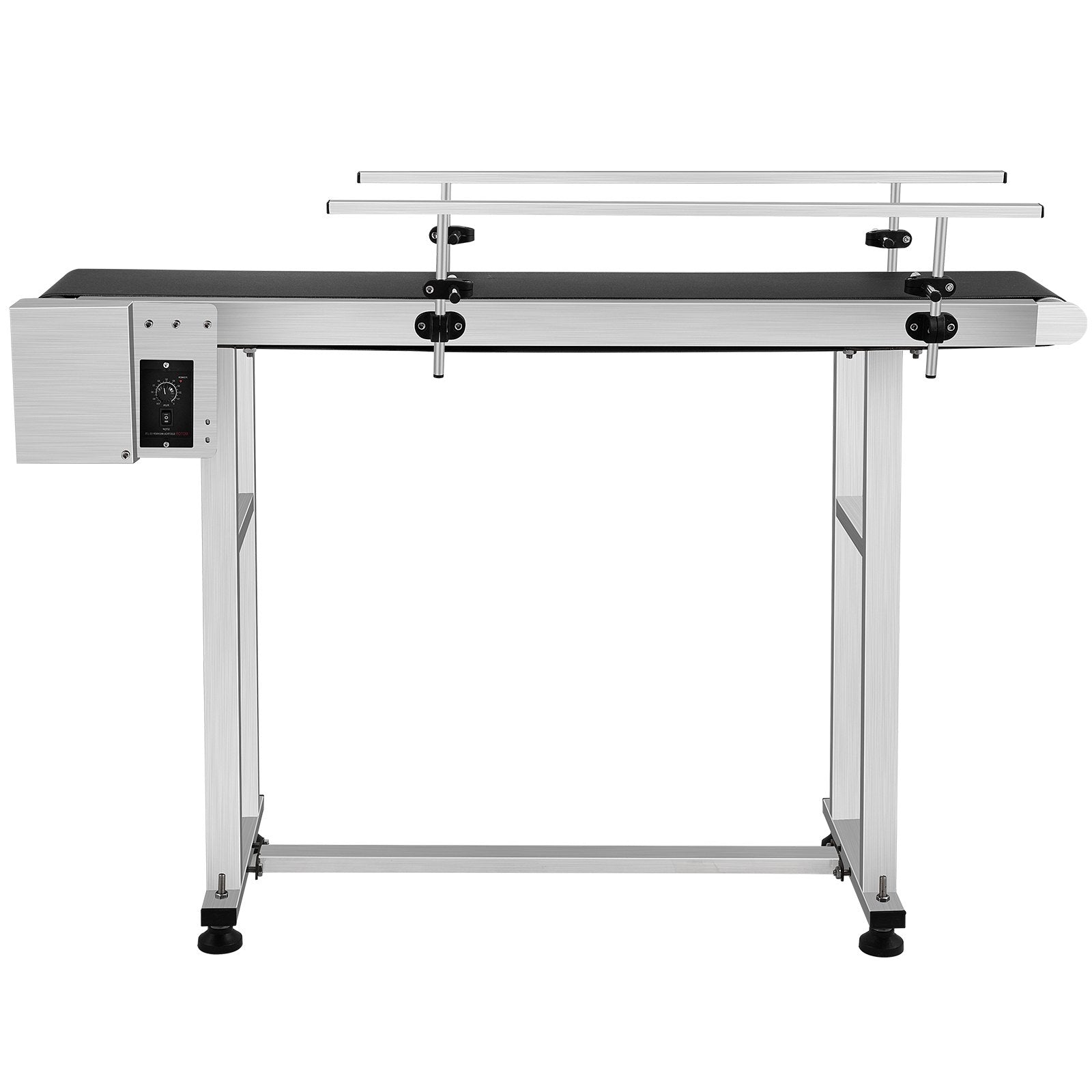 VEVOR PVC Belt Conveyor 59Inch Length, Electric PVC Conveyor 7.8 Width, 110V Adjustable Automatic Speed, Conveyor Machine with Double Guardrail, In Stainless Steel, Industrial Transport Equipment