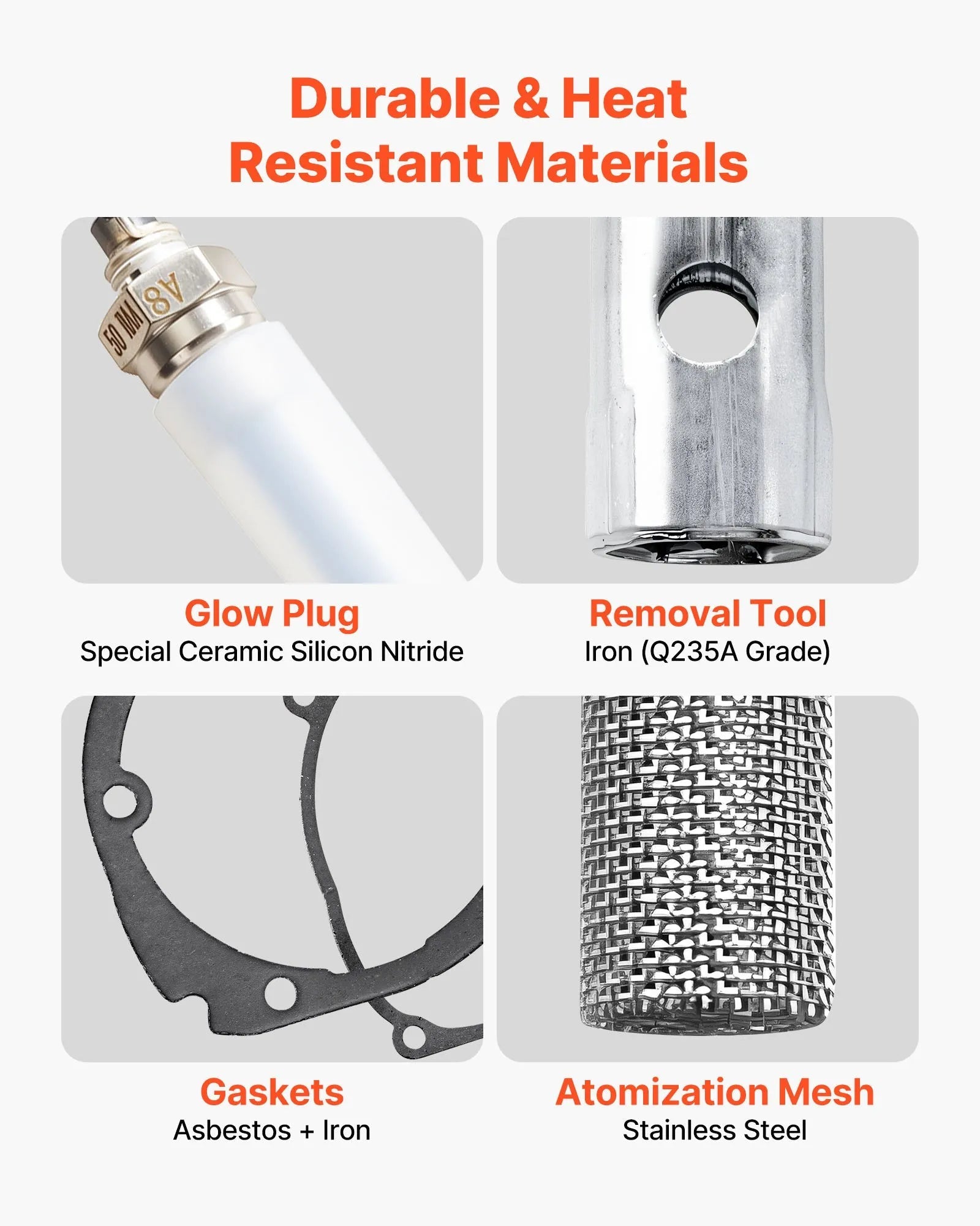 VEVOR 8V Glow Plug Repair Kit for Diesel Air Heaters, Parking Heater Glow Ignition Plug Kit with Atomization Mesh, Compatible with 2KW, 5KW, 8KW Diesel Heaters for Car, Truck, and Boat