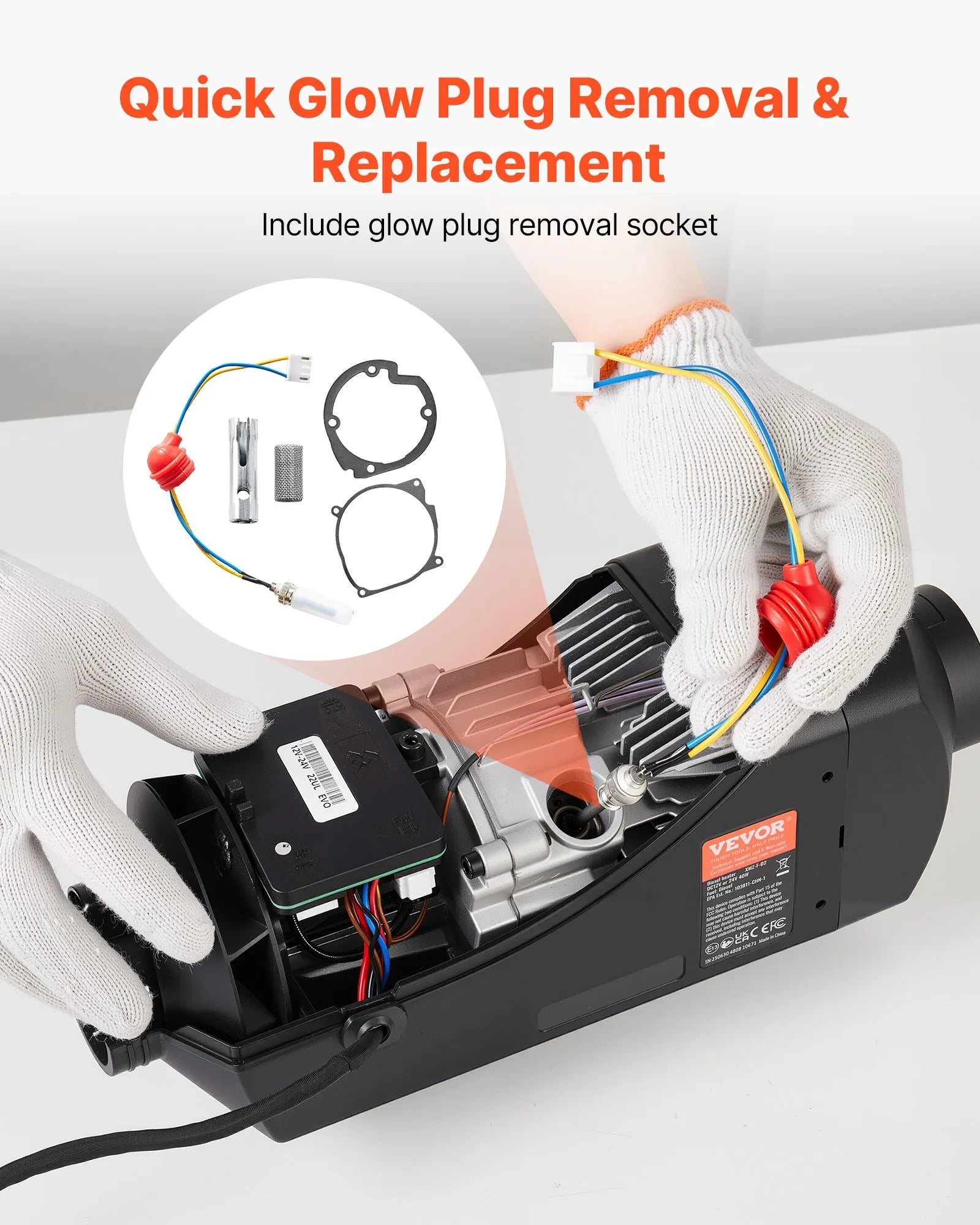 VEVOR 8V Glow Plug Repair Kit for Diesel Air Heaters, Parking Heater Glow Ignition Plug Kit with Atomization Mesh, Compatible with 2KW, 5KW, 8KW Diesel Heaters for Car, Truck, and Boat