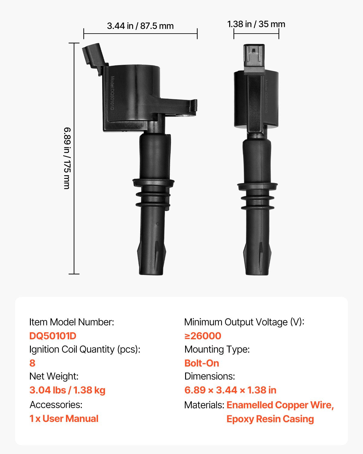 VEVOR Ignition Coil Pack Set of 8 Compatible with Ford Expedition Lincoln Mark