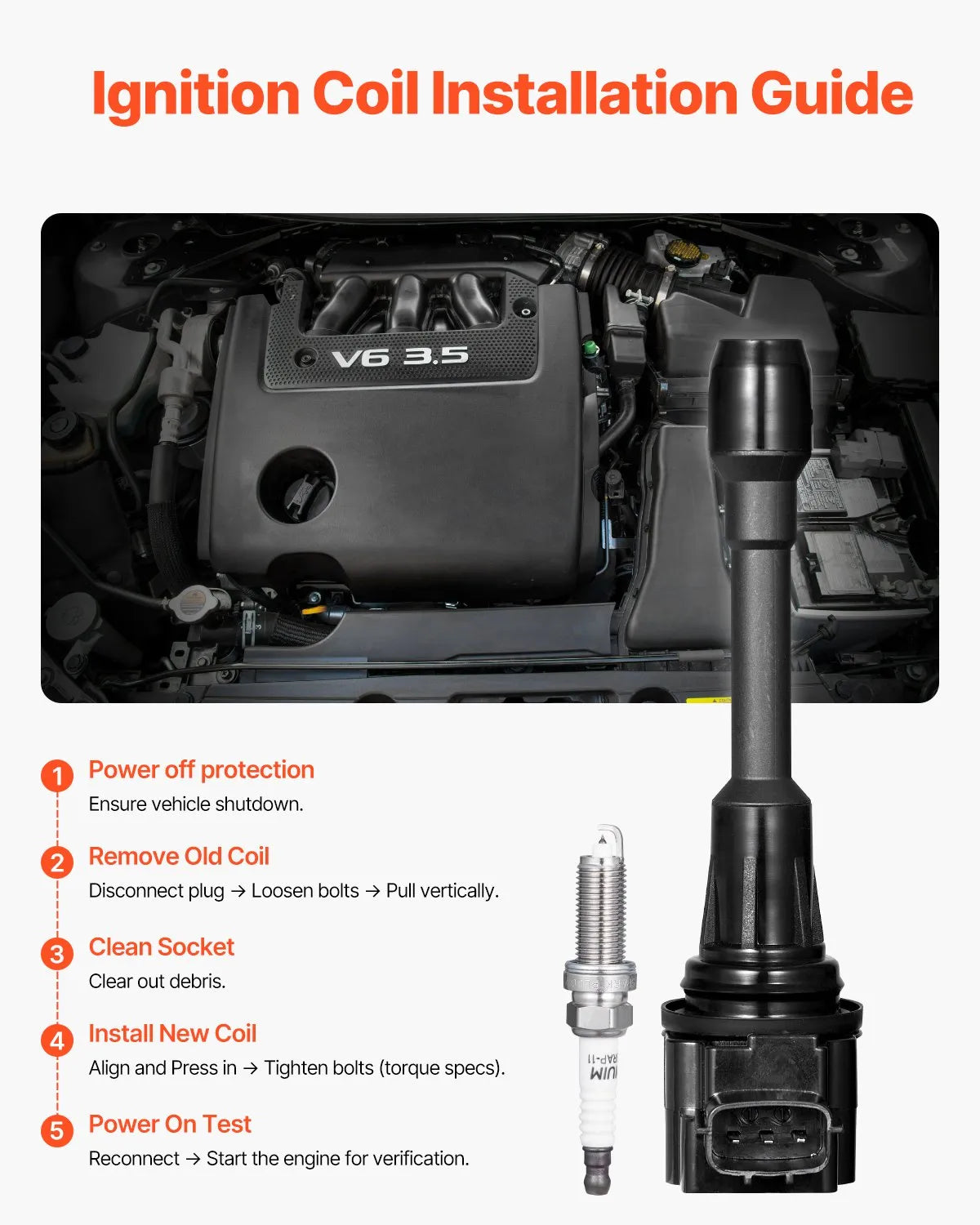 VEVOR Ignition Coil Pack and Spark Plugs Set of 4 Compatible with Nissan Altima