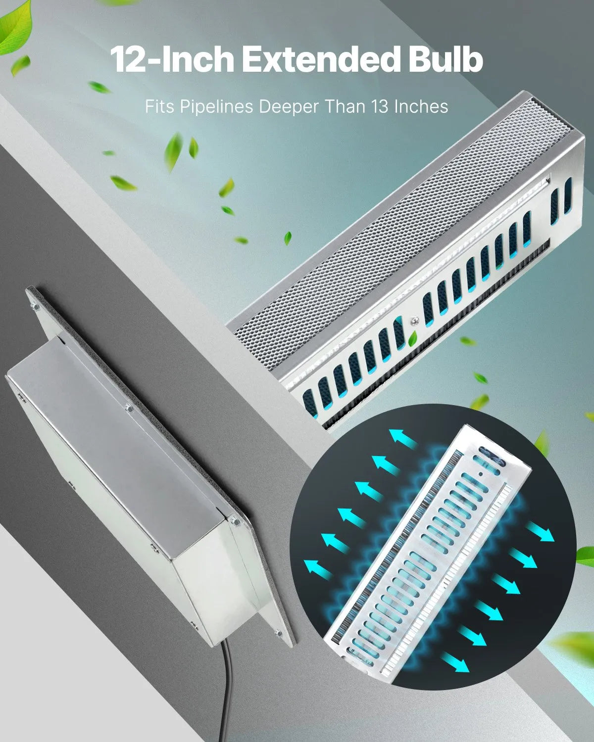 VEVOR HVAC Air Purifier Whole House 24W 12inch UV Light PCO Carbon Technology