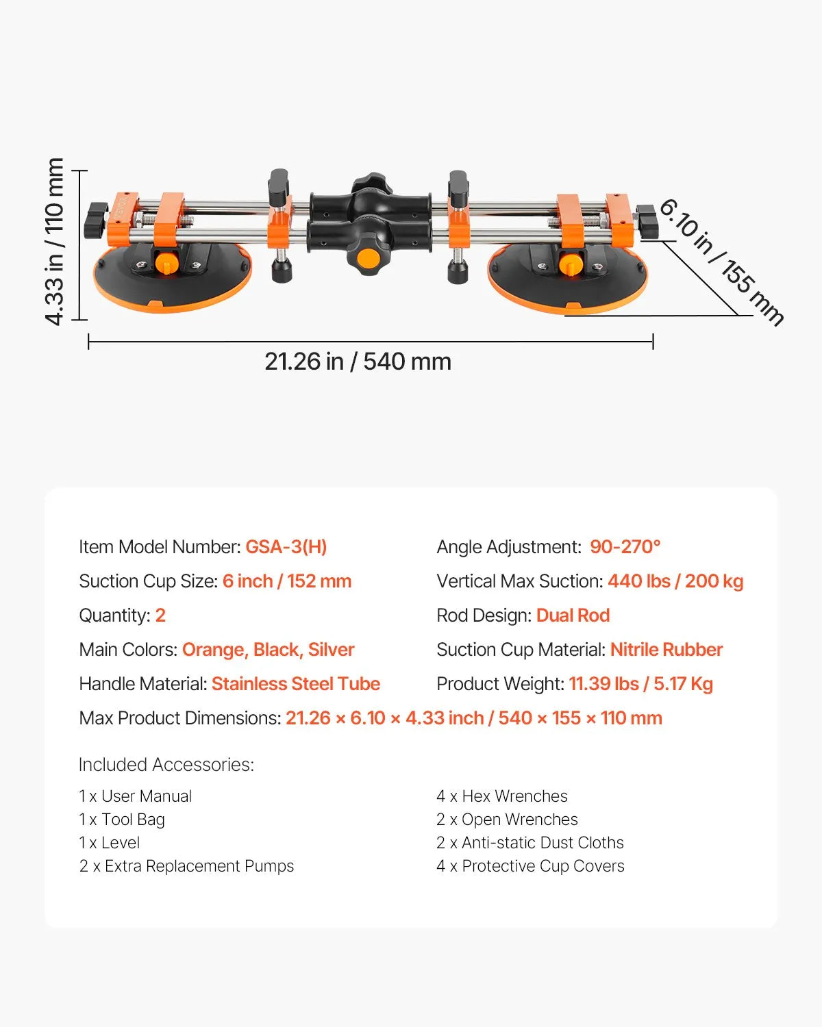 VEVOR Seam Setter 6" Suction Cup 90° - 270° Adjustable Seam Joining & Leveling