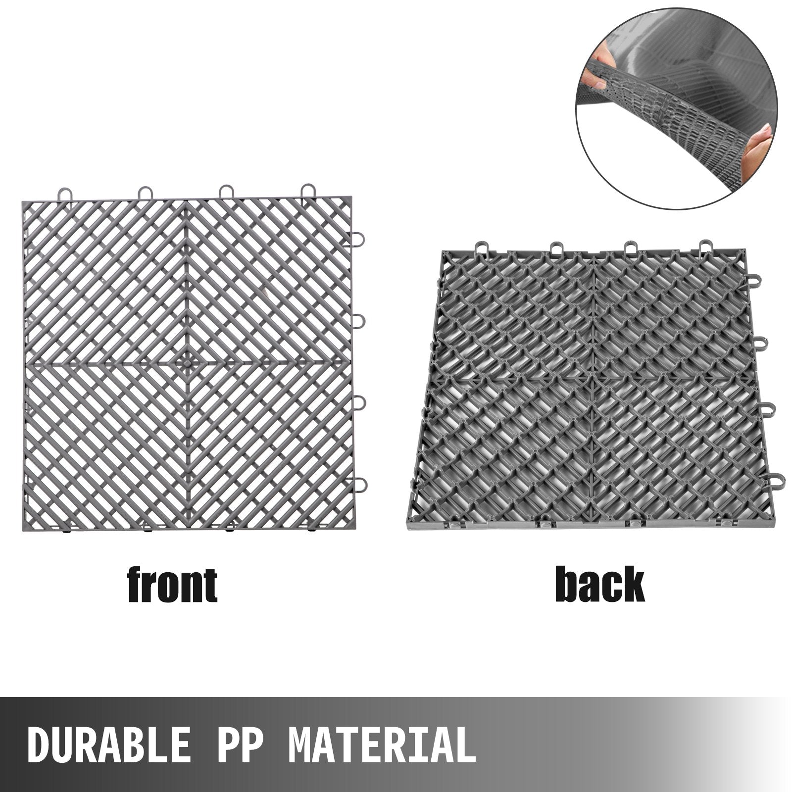 VEVOR Rubber Tiles Interlocking 55 PCS Gary, Drainage Tiles 12x12x0.5 Inches, Deck Tiles Outdoor Floor Tiles, Outdoor Interlocking Tiles, Deck Flooring for Pool Shower Bathroom Deck Patio Garage