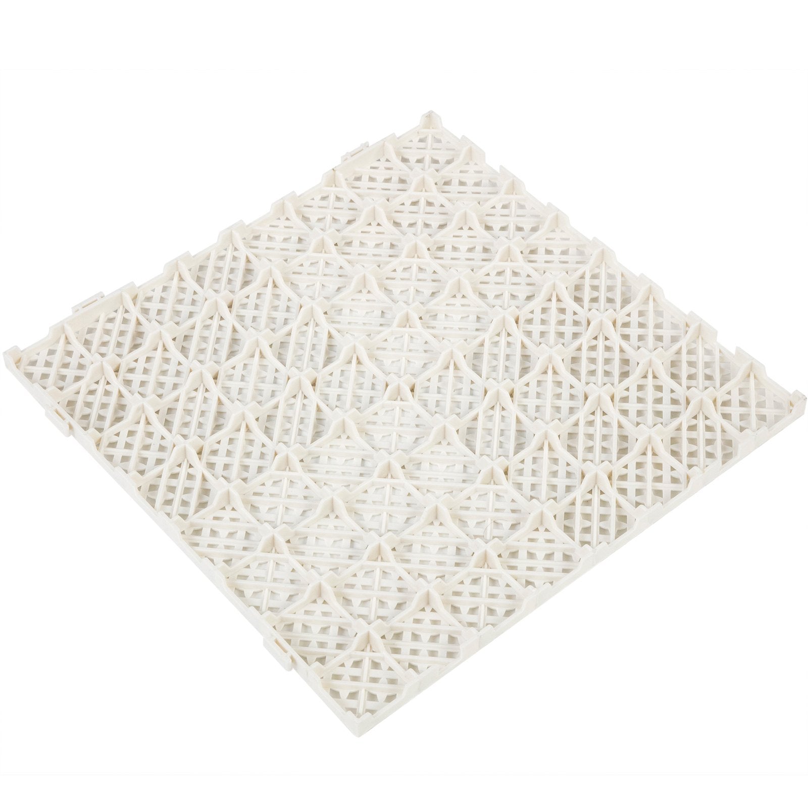 VEVOR Drainage Tiles Interlocking 25 Pack White, Outdoor Modular Interlocking Deck Tile 11.8x11.8x0.5 Inches, Dry Deck Tiles for Pool Shower Sauna Bathroom Deck Patio Garage