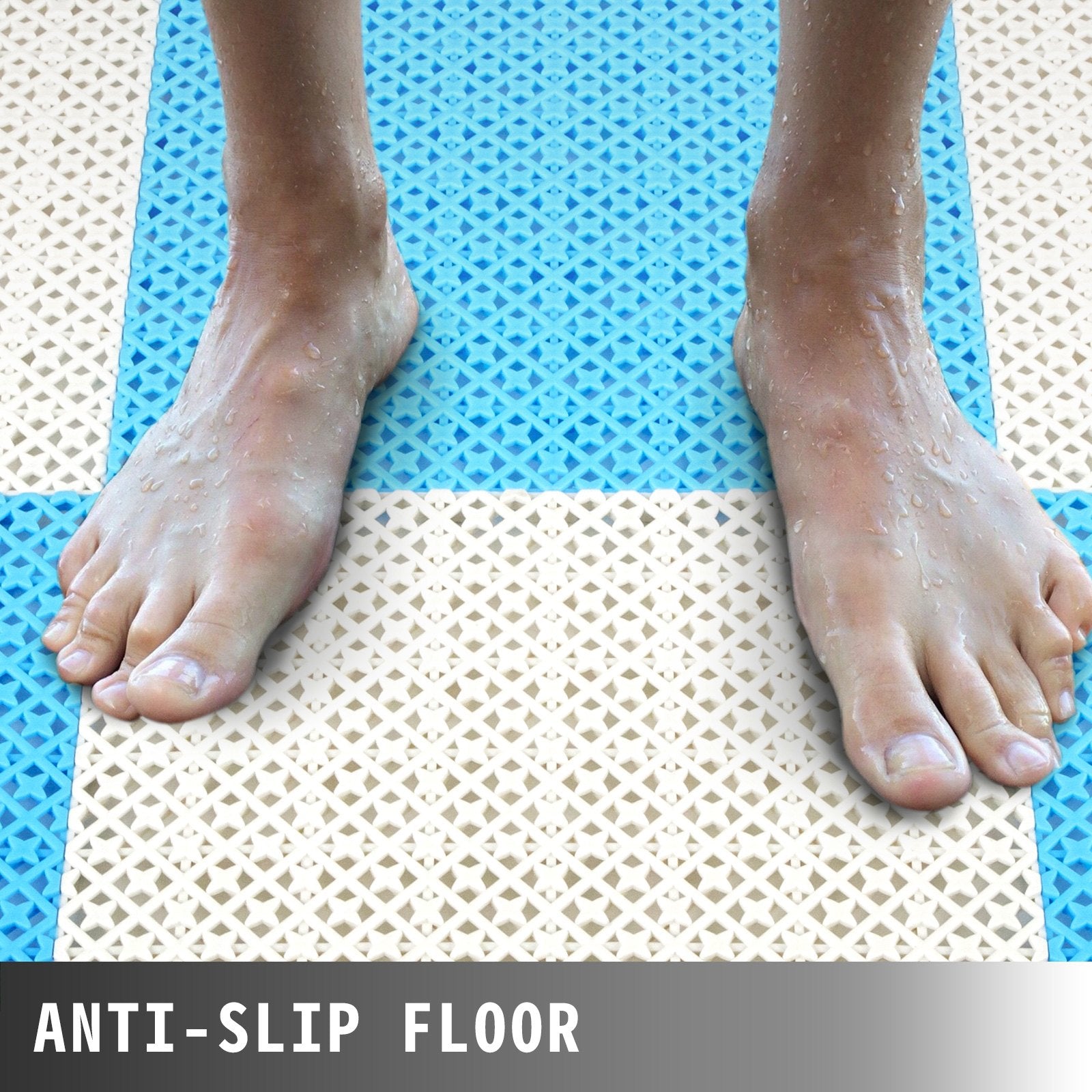 VEVOR Drainage Tiles Interlocking 25 Pack White, Outdoor Modular Interlocking Deck Tile 11.8x11.8x0.5 Inches, Dry Deck Tiles for Pool Shower Sauna Bathroom Deck Patio Garage