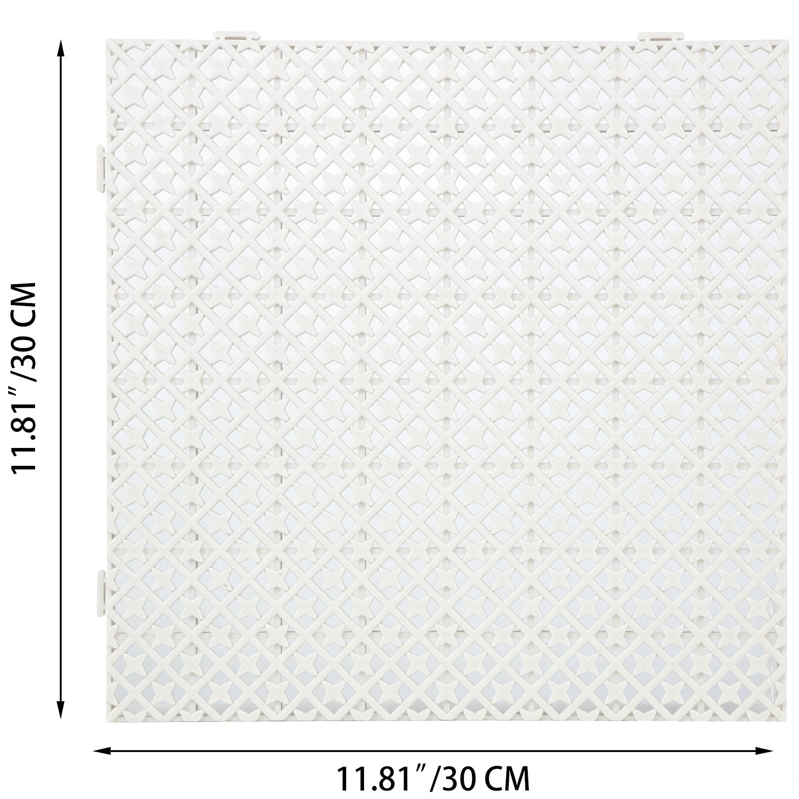 VEVOR Drainage Tiles Interlocking 25 Pack White, Outdoor Modular Interlocking Deck Tile 11.8x11.8x0.5 Inches, Dry Deck Tiles for Pool Shower Sauna Bathroom Deck Patio Garage