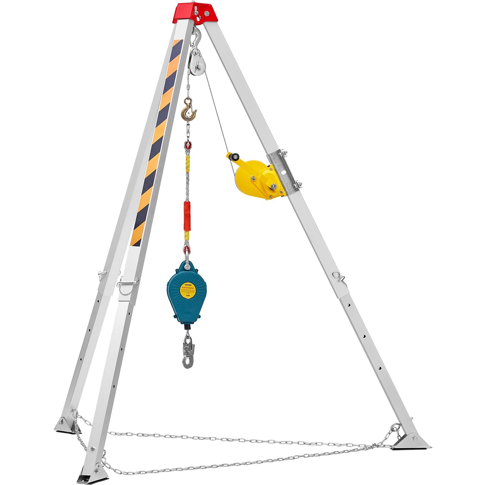 VEVOR Confined Space Tripod Kit, 1200 lbs Winch, Confined Space Tripod 7' Legs and 98' Cable, Confined Space Rescue Tripod 32.8' Fall Protection, Harness, Storage Bag for Traditional Confined Spaces