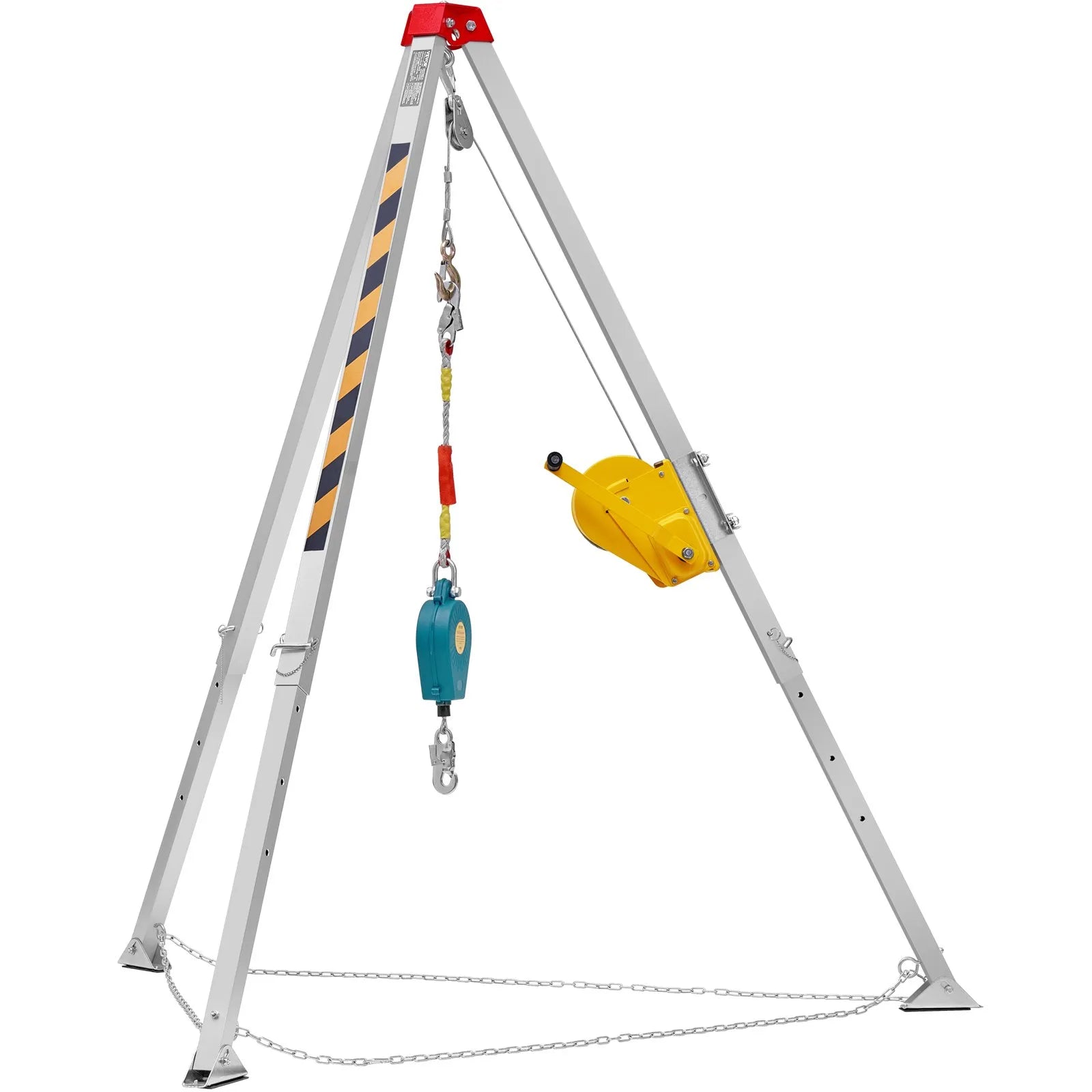 VEVOR Confined Space Tripod Kit, 2600 lbs Winch, Confined Space Tripod 8' Legs and 98' Cable, Confined Space Rescue Tripod 32.8' Fall Protection, Harness, Blower, Bag for Traditional Confined Spaces