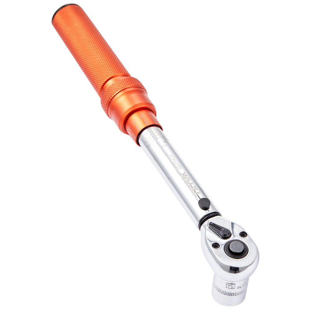 VEVOR Torque Wrench, 1/4-inch Drive Click Torque Wrench 20-200in.lb/3-23n.m, Dual-Direction Adjustable Torque Wrench Set, Mechanical Dual Range Scales Torque Wrench Kit with Adapters Extension Rod