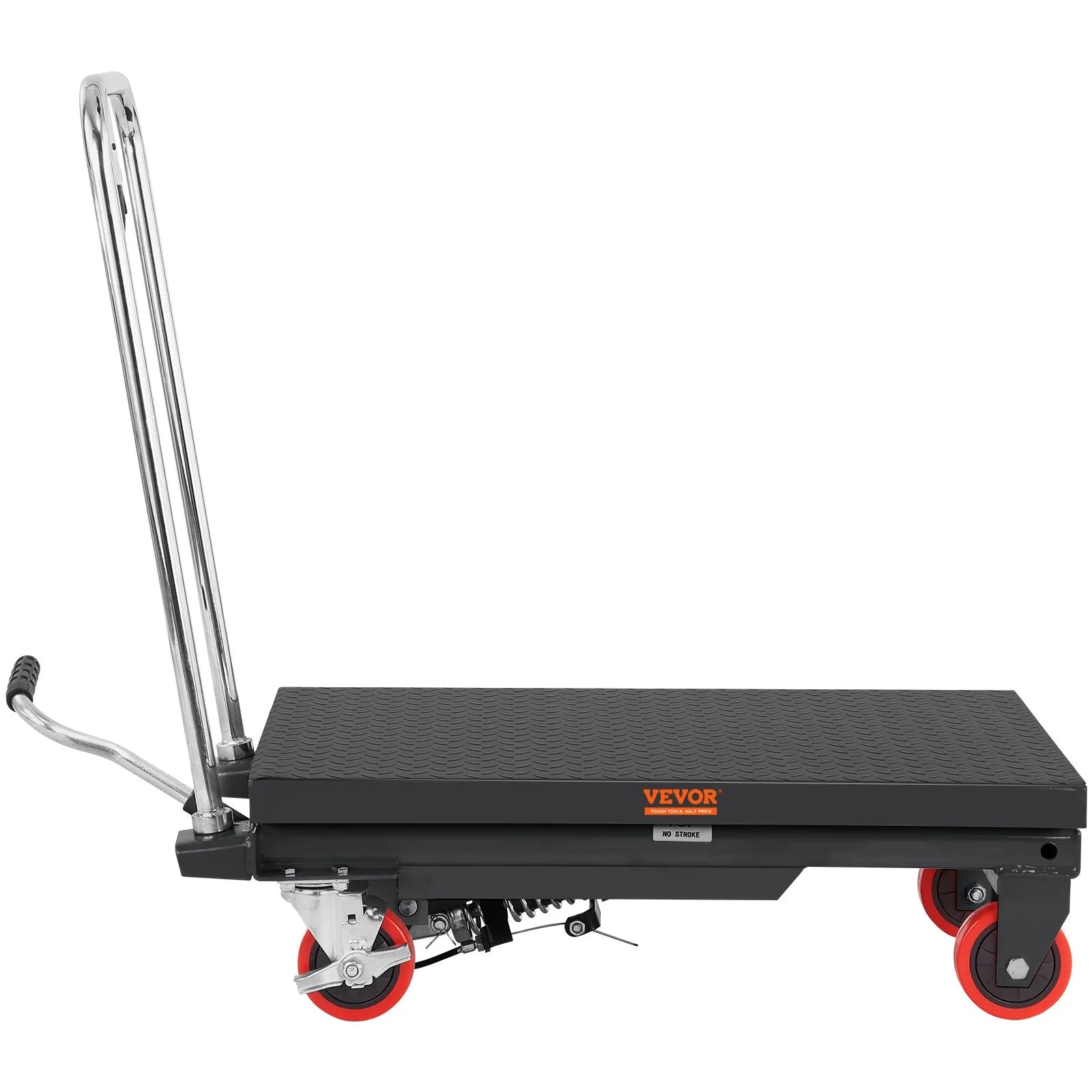 VEVOR Hydraulic Lift Table Cart, 500lbs Capacity 28.5" Lifting Height, Manual Single Scissor Lift Table with 4 Wheels and Non-slip Pad, Hydraulic Scissor Cart for Material Handling, Black