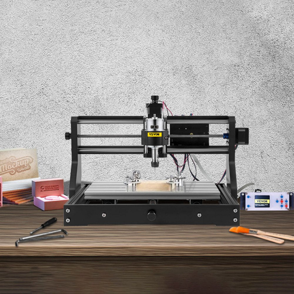VEVOR CNC 3018-PRO 3 Axis CNC Router Kit GRBL Control With Offline Controller 1 Pcs 5mm ER11 PCB and 10PCS 3.175MM + 4 Sets CNC Plates+1 Pcs ER11 Collet Set for Carving Milling Plastic Acrylic PVC