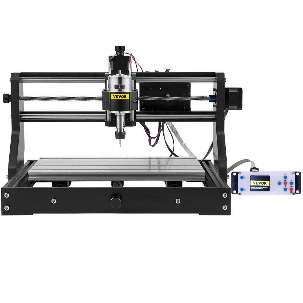 VEVOR CNC 3018-PRO 3 Axis CNC Router Kit GRBL Control With Offline Controller 1 Pcs 5mm ER11 PCB and 10PCS 3.175MM + 4 Sets CNC Plates+1 Pcs ER11 Collet Set for Carving Milling Plastic Acrylic PVC