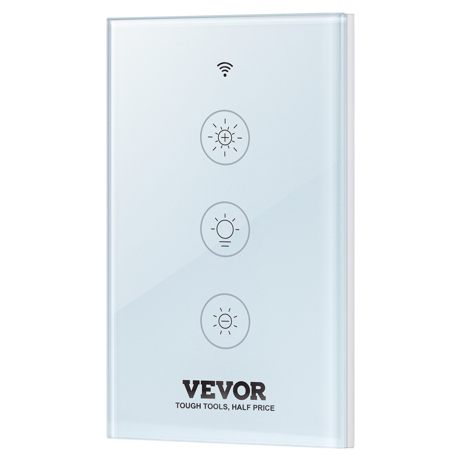 VEVOR WiFi Smart Light Dimmer Switch, 100-250V AC Wi-Fi 2.4GHz, 15% to 85% Stepless Dimming LED Dimmable Smart Switch with Touch Panel, App Remote Control Voice Compatible with Alexa Google Home